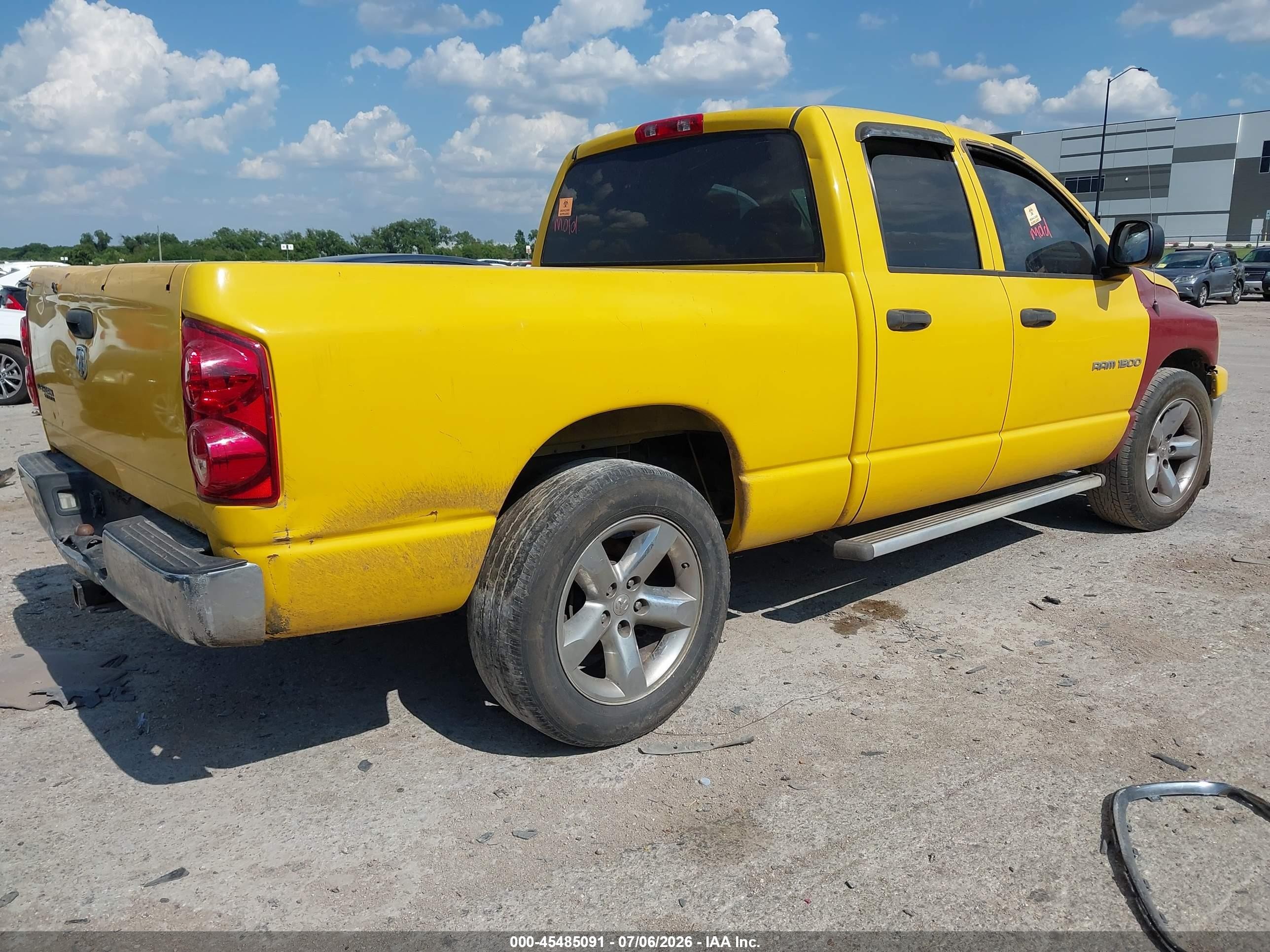 2007 Dodge Ram 1500 Slt Yellow vin: 1D7HA18287S245998