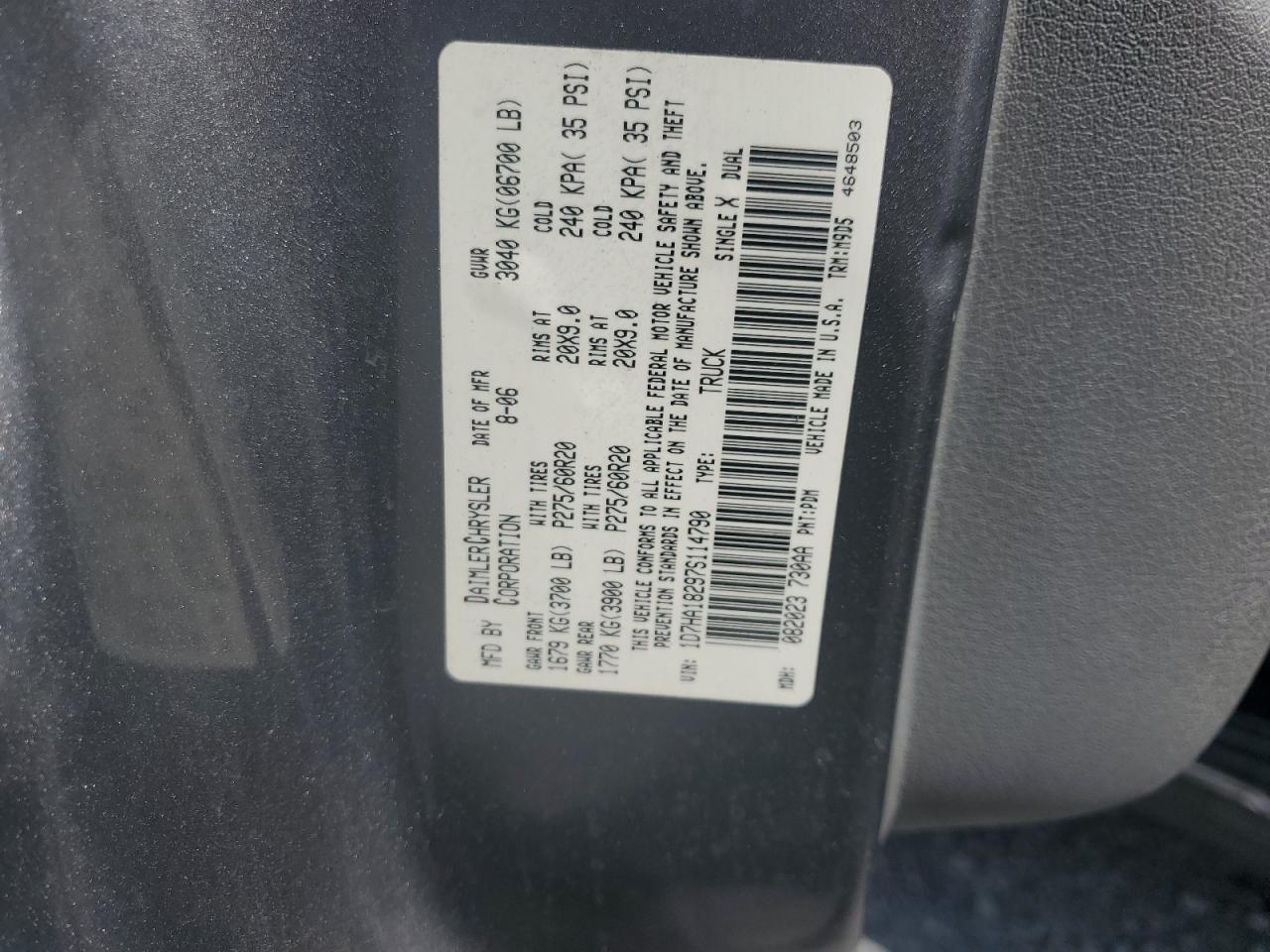 2007 Dodge Ram 1500 St Gray vin: 1D7HA18297S114790