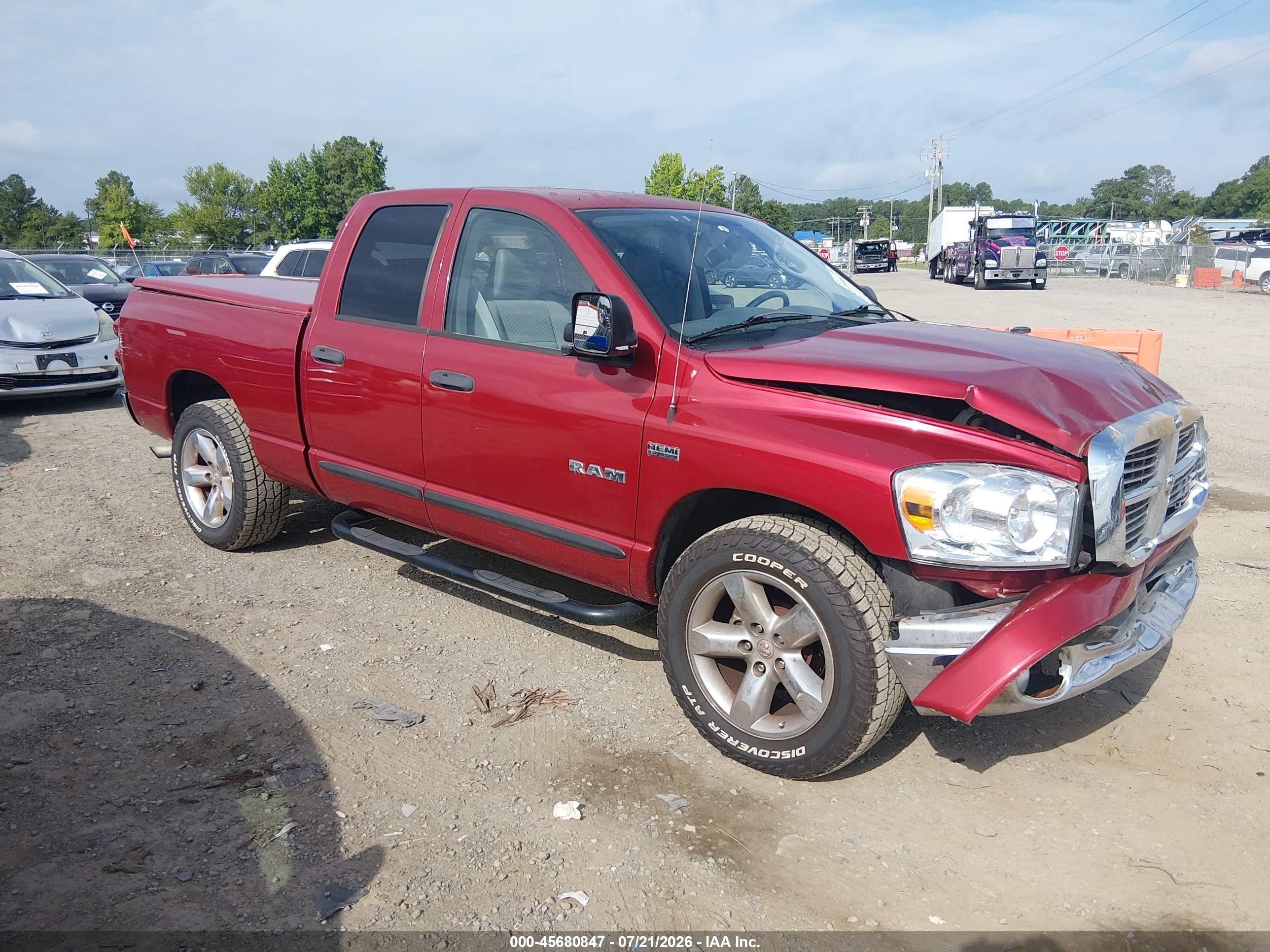 2008 Dodge Ram 1500 Slt Red vin: 1D7HA18298J177914