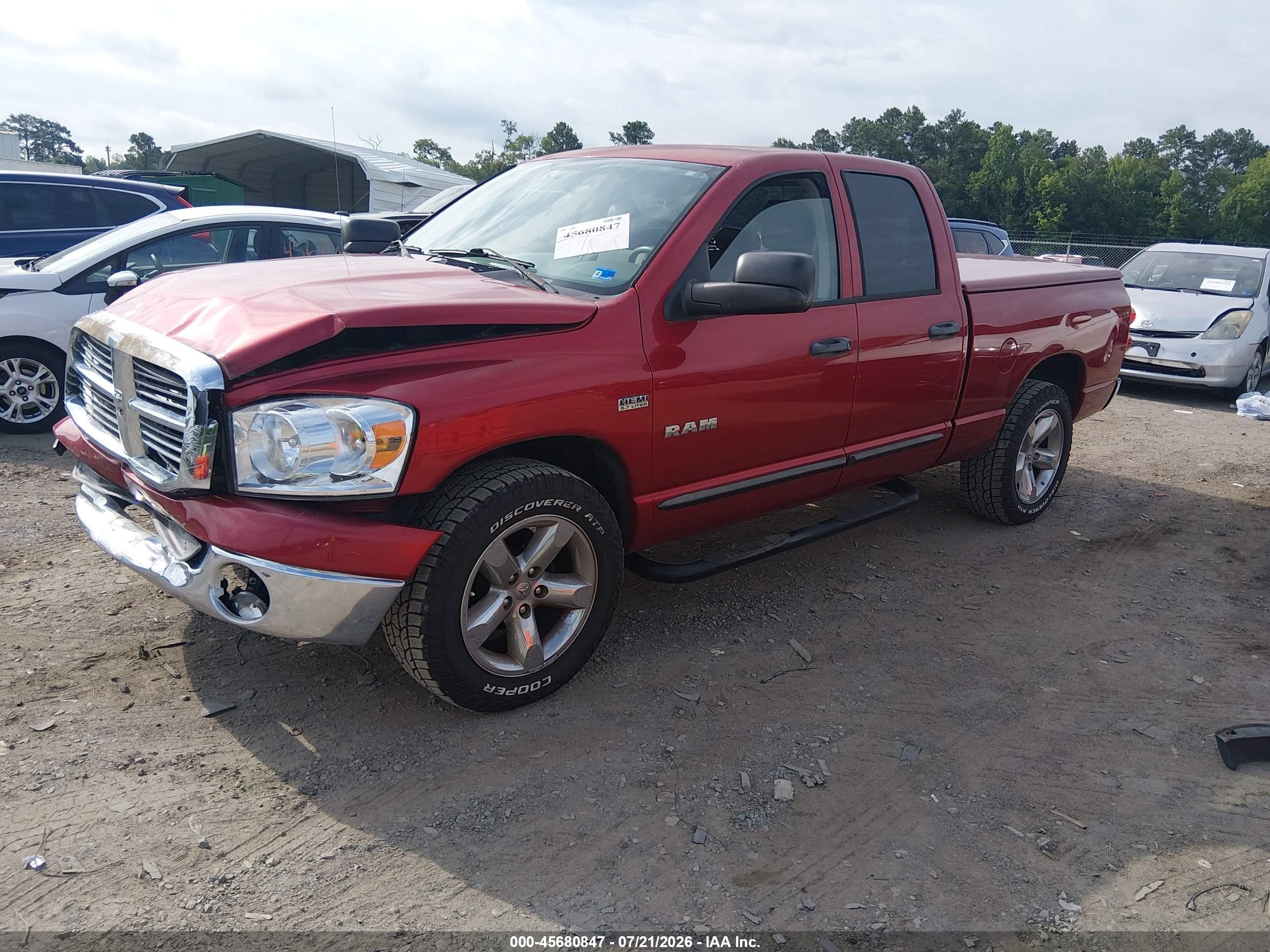 2008 Dodge Ram 1500 Slt Red vin: 1D7HA18298J177914