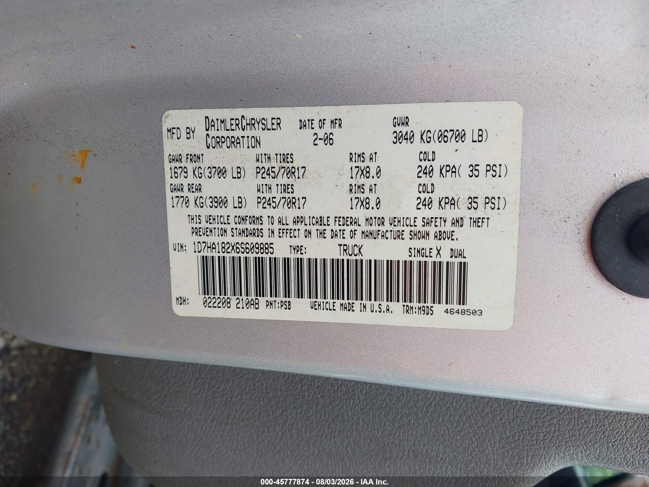 2006 Dodge Ram 1500 Slt Silver vin: 1D7HA182X6S609885