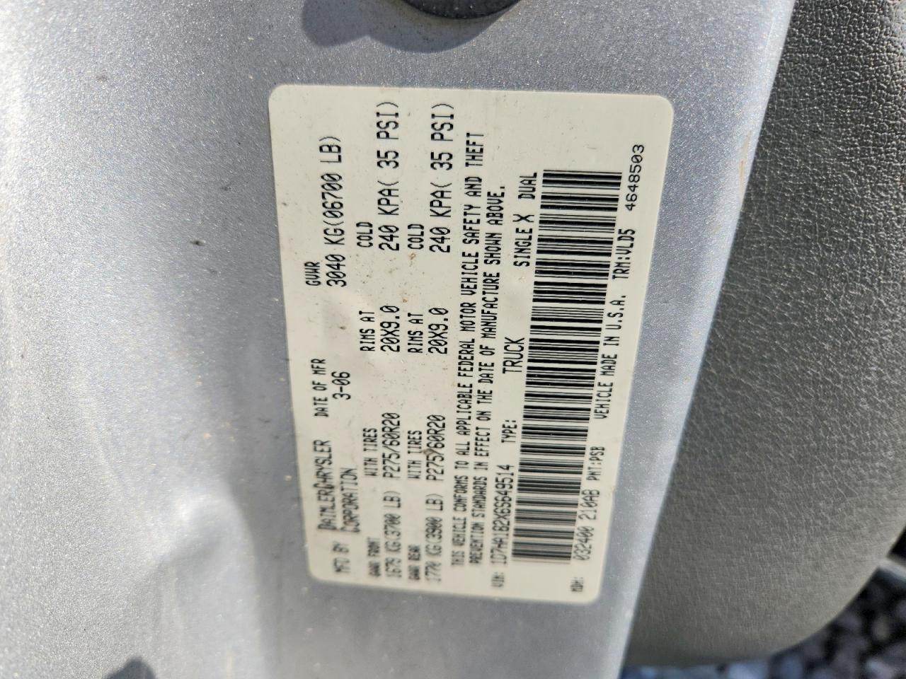 2006 Dodge Ram 1500 St Silver vin: 1D7HA182X6S649514
