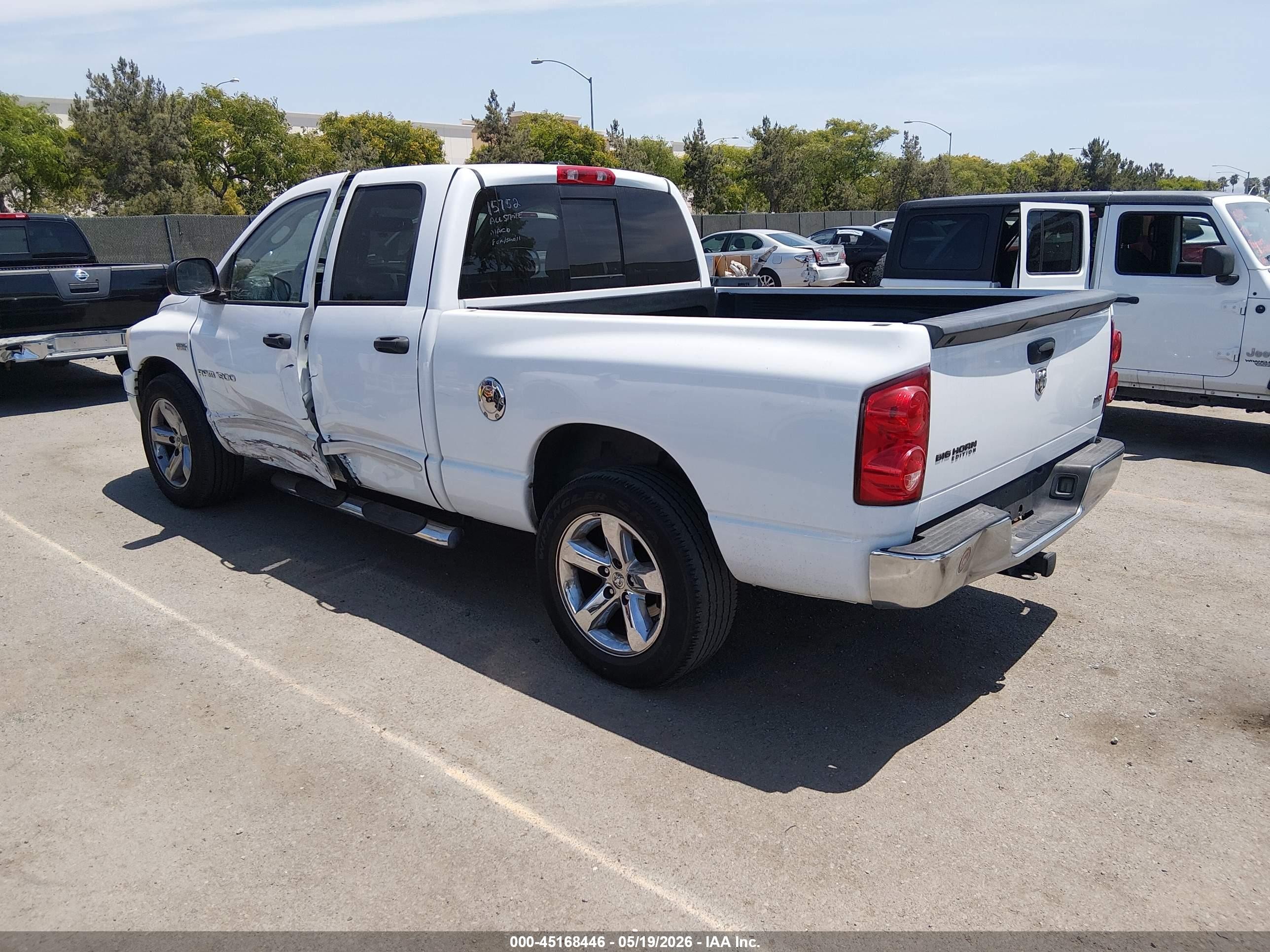 2007 Dodge Ram 1500 Slt White vin: 1D7HA182X7S132537