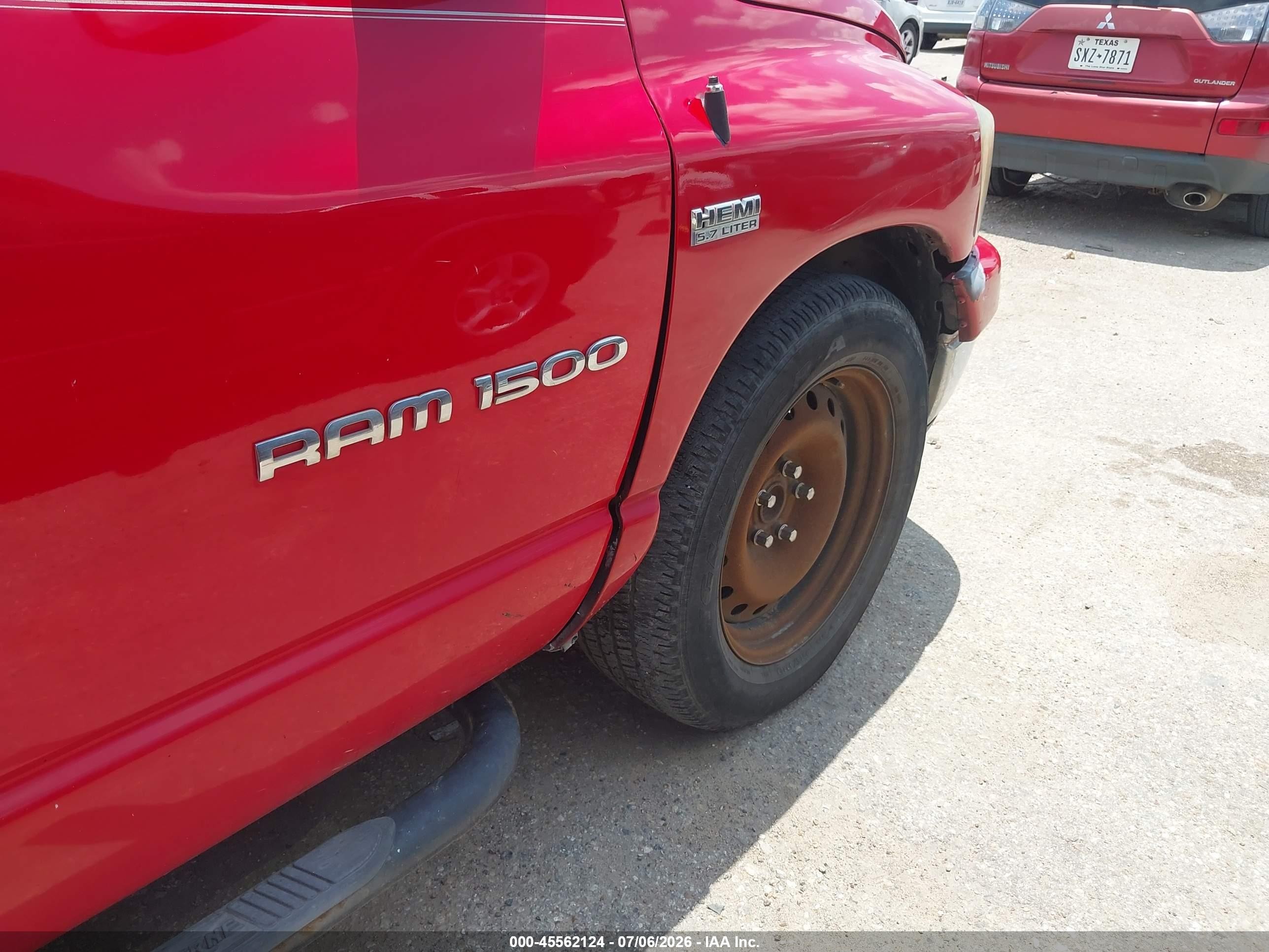 2007 Dodge Ram 1500 Slt Red vin: 1D7HA182X7S249499