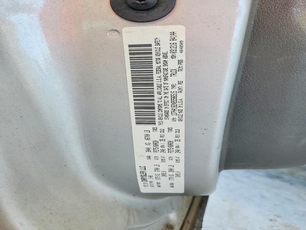 2008 Dodge Ram 1500 St Silver vin: 1D7HA182X8S586515