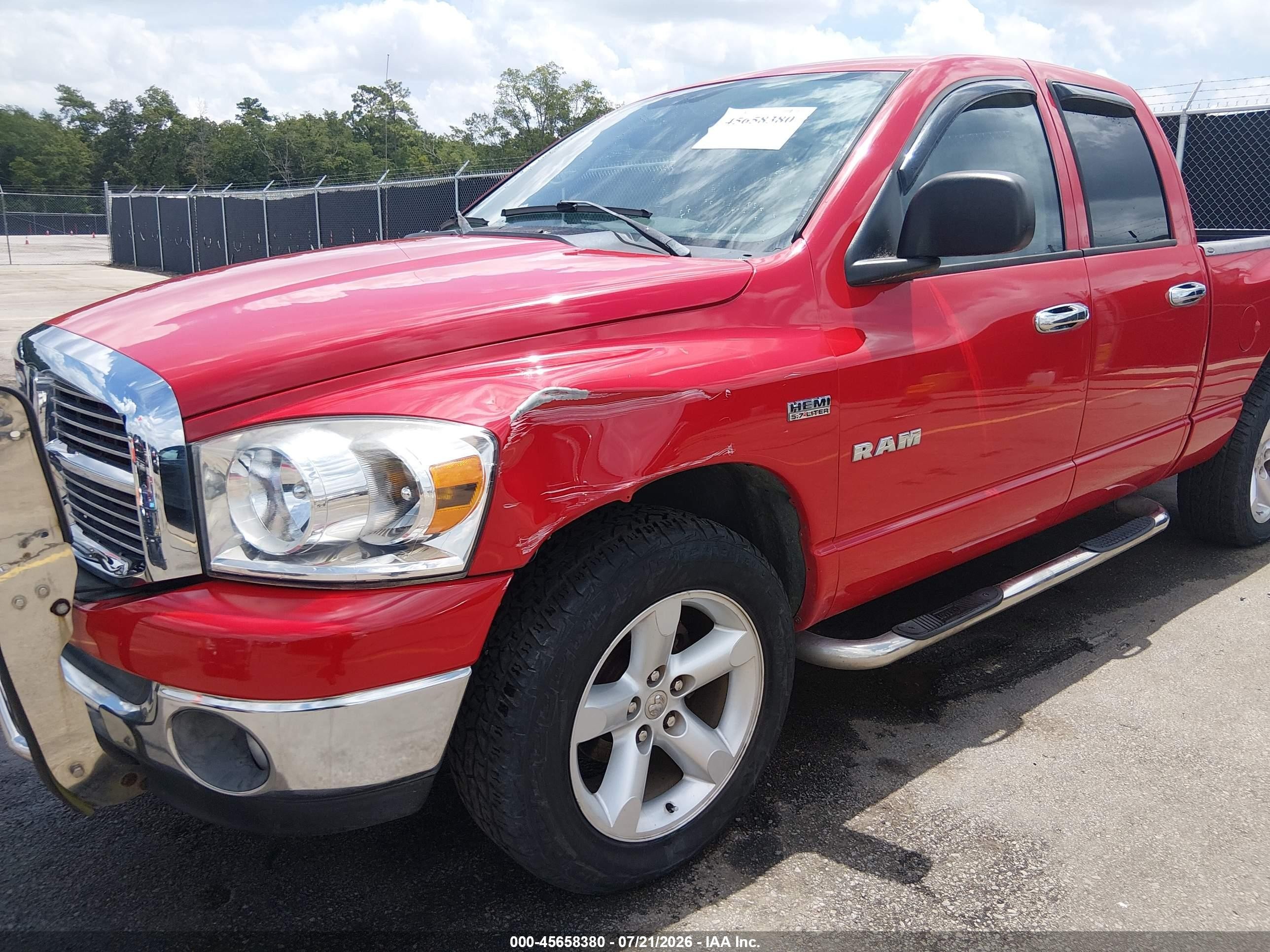 2008 Dodge Ram 1500 Slt Red vin: 1D7HA182X8S612000
