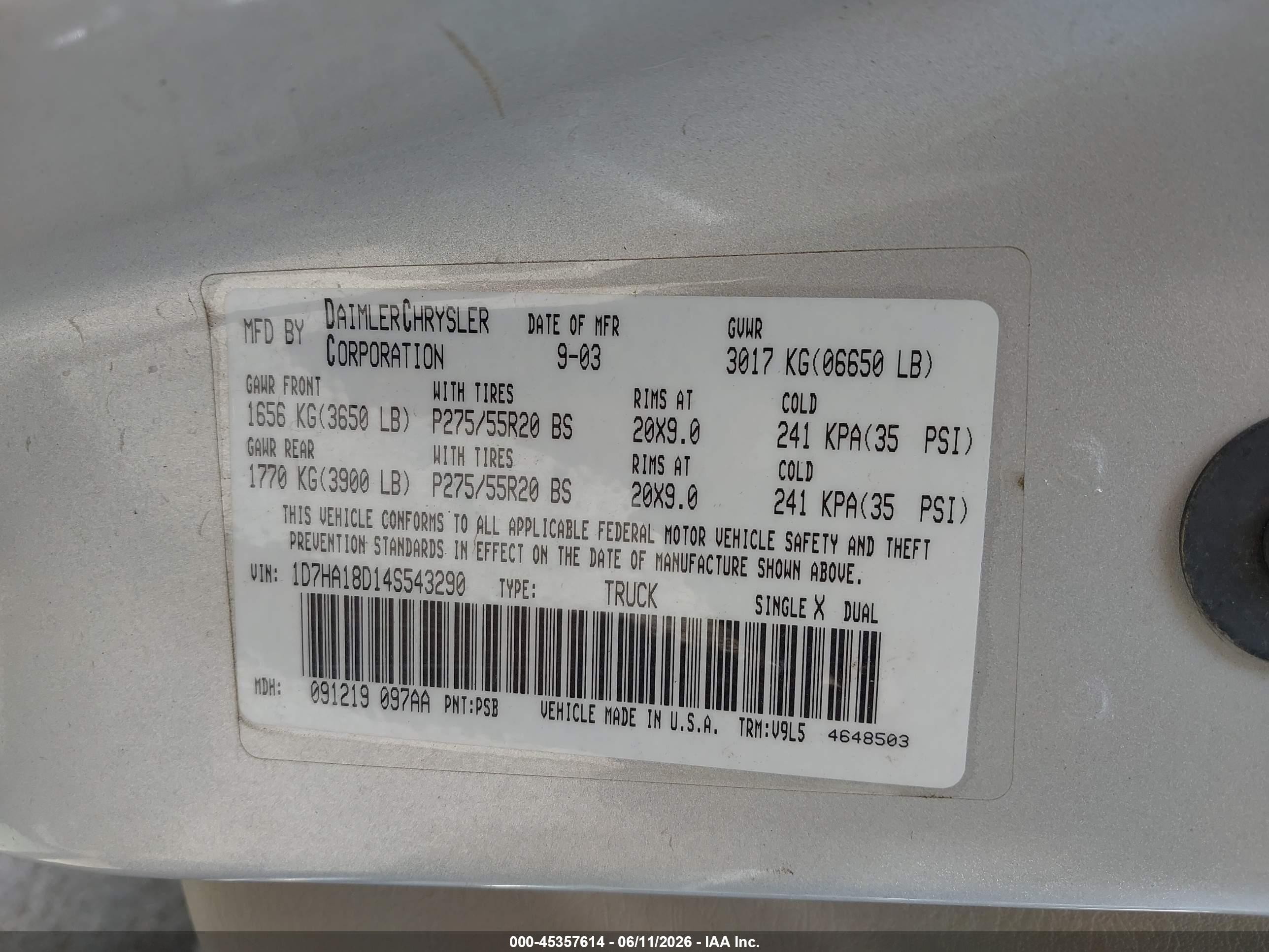 2004 Dodge Ram 1500 Slt/laramie Silver vin: 1D7HA18D14S543290