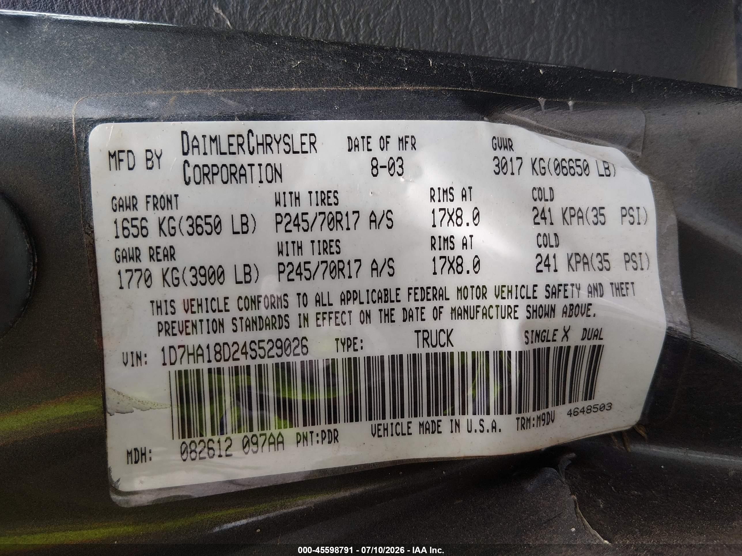 2004 Dodge Ram 1500 Slt/laramie Gray vin: 1D7HA18D24S529026