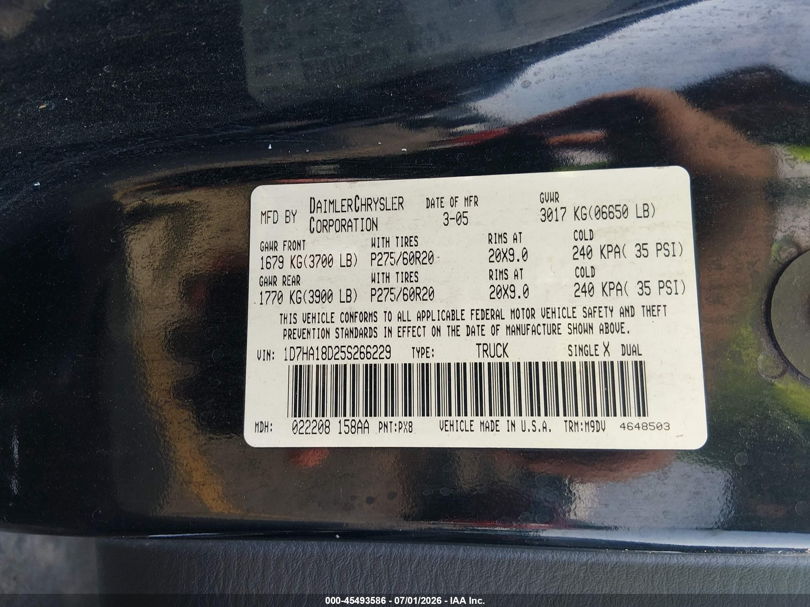 2005 Dodge Ram 1500 Slt/laramie Black vin: 1D7HA18D25S266229
