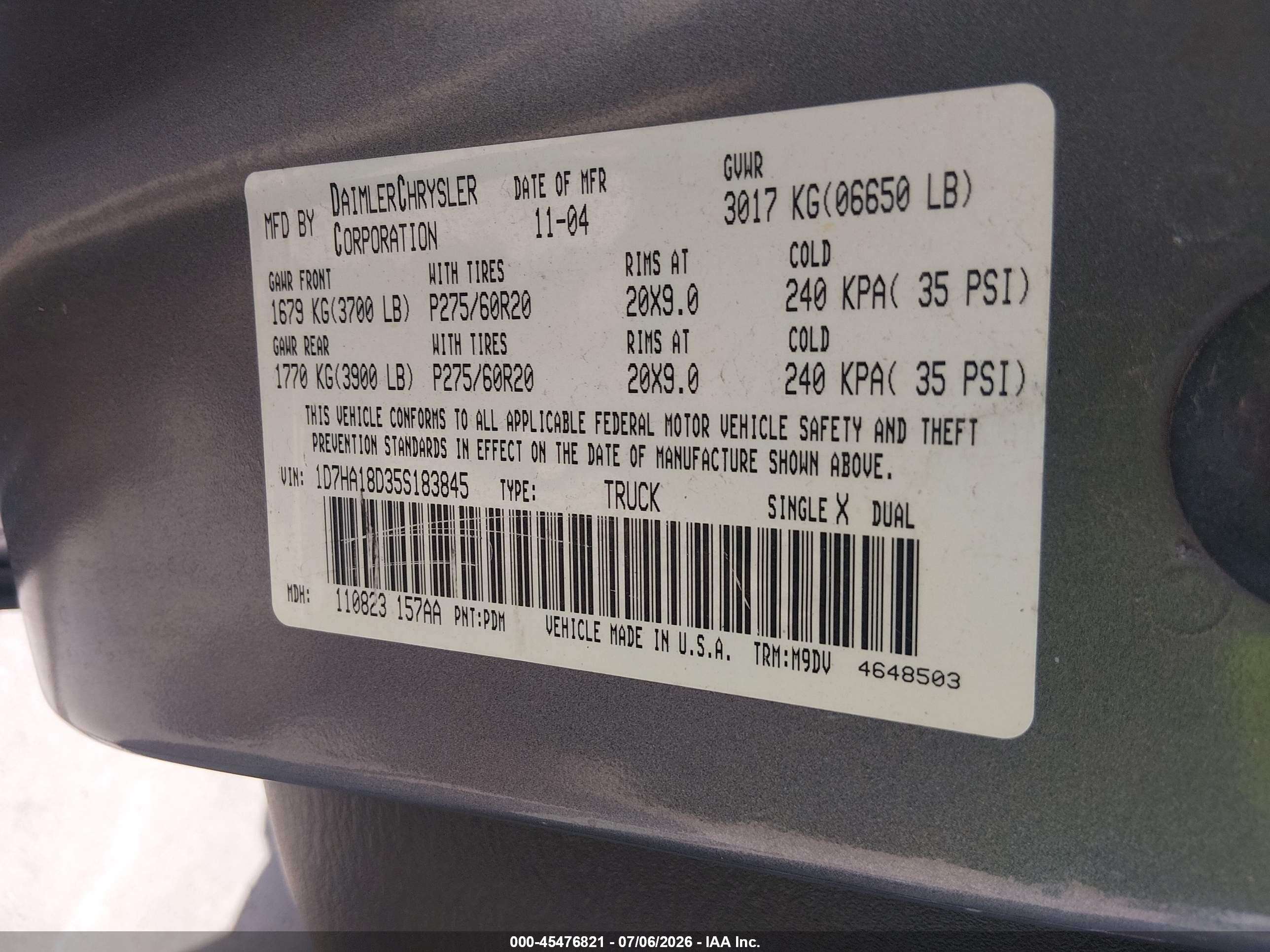 2005 Dodge Ram 1500 Slt/laramie Gray vin: 1D7HA18D35S183845