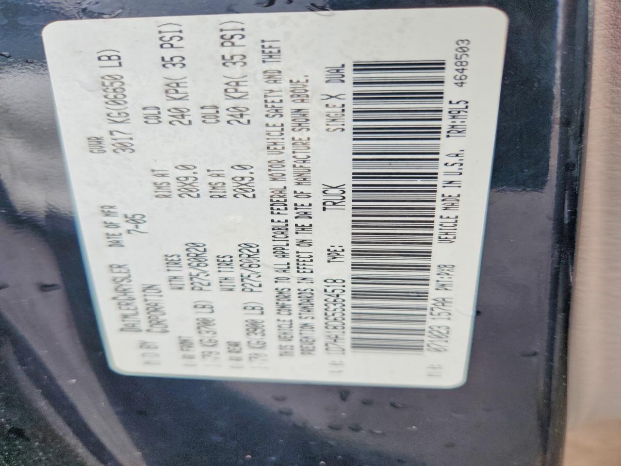 2005 Dodge Ram 1500 St Черный vin: 1D7HA18D65S364518