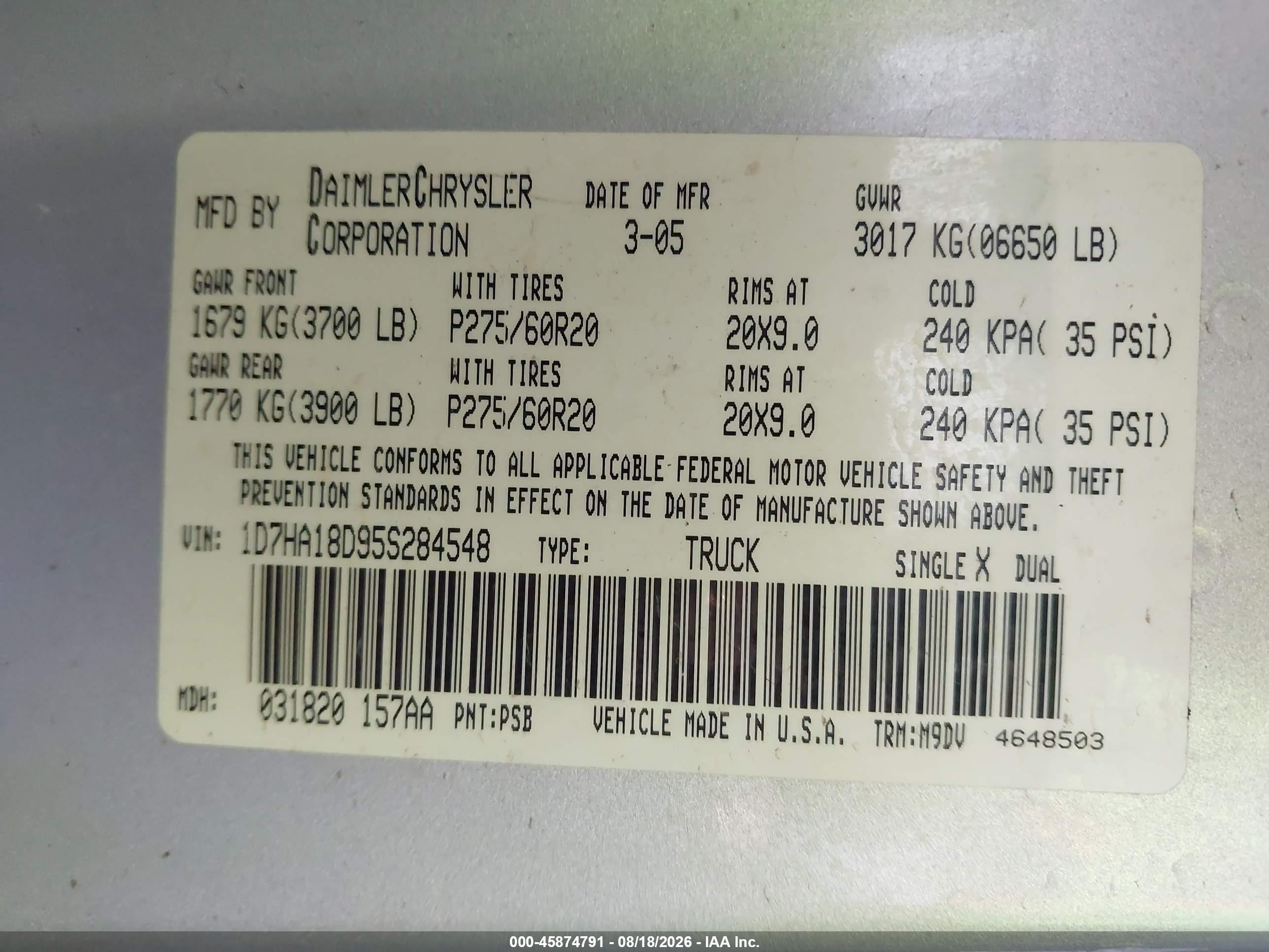 2005 Dodge Ram 1500 Slt/laramie Silver vin: 1D7HA18D95S284548