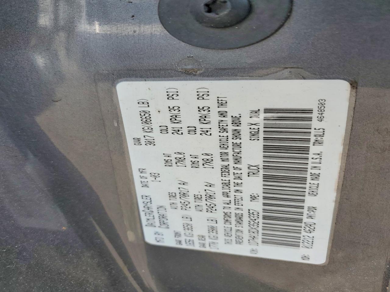 2003 Dodge Ram 1500 St Gray vin: 1D7HA18DX3S243357