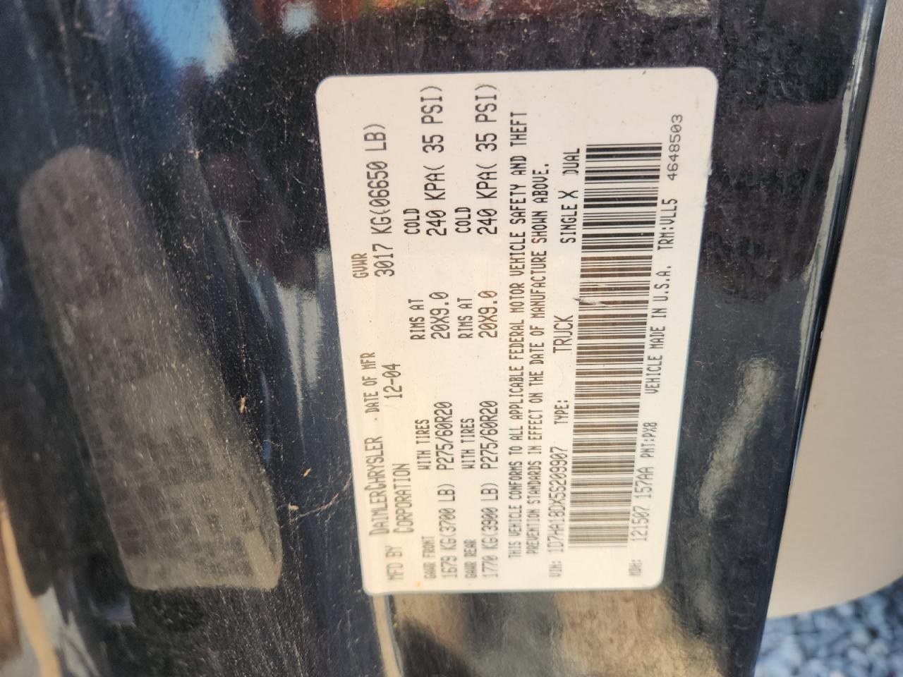 2005 Dodge Ram 1500 St Черный vin: 1D7HA18DX5S209907