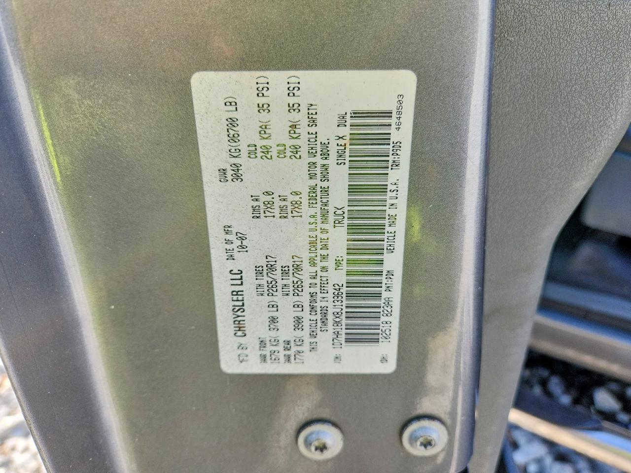 2008 Dodge Ram 1500 St Серый vin: 1D7HA18KX8J139642
