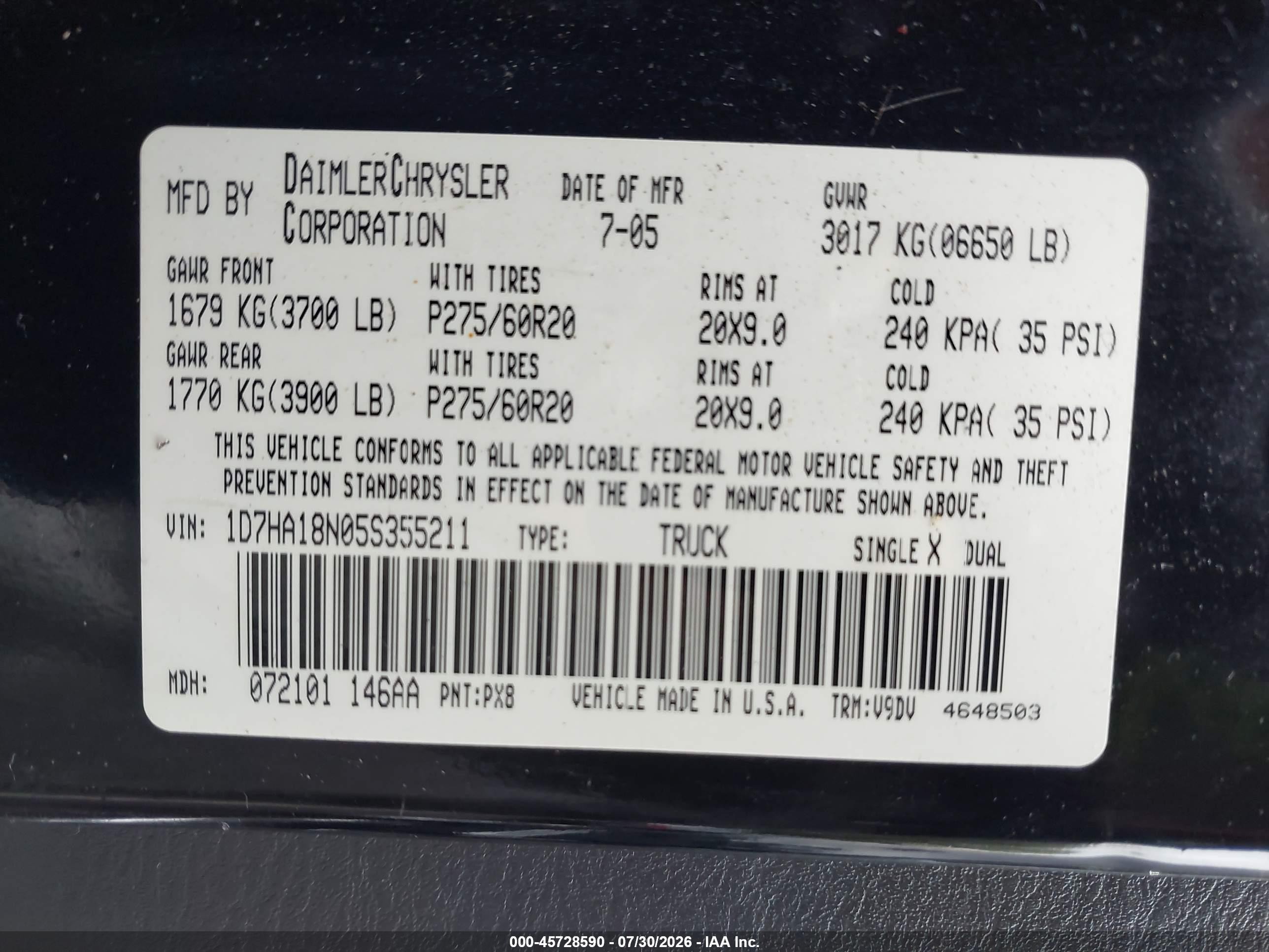 2005 Dodge Ram 1500 Slt/laramie Black vin: 1D7HA18N05S355211