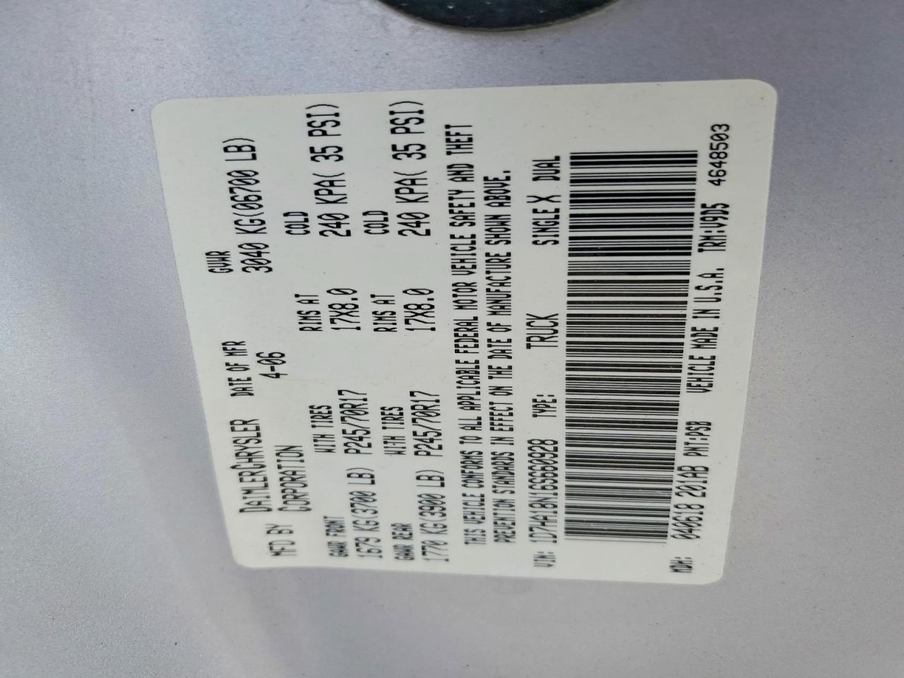 2006 Dodge Ram 1500 St Серебряный vin: 1D7HA18N16S660928