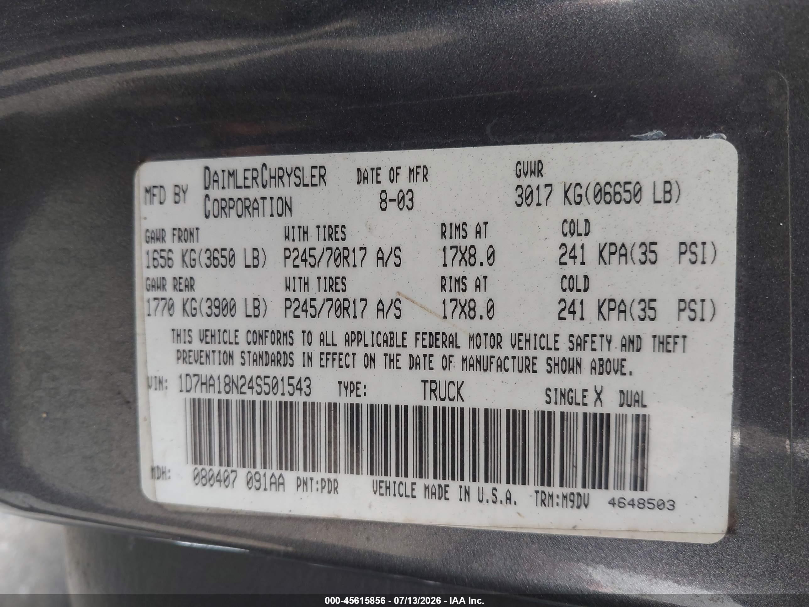 2004 Dodge Ram 1500 Slt/laramie Gray vin: 1D7HA18N24S501543