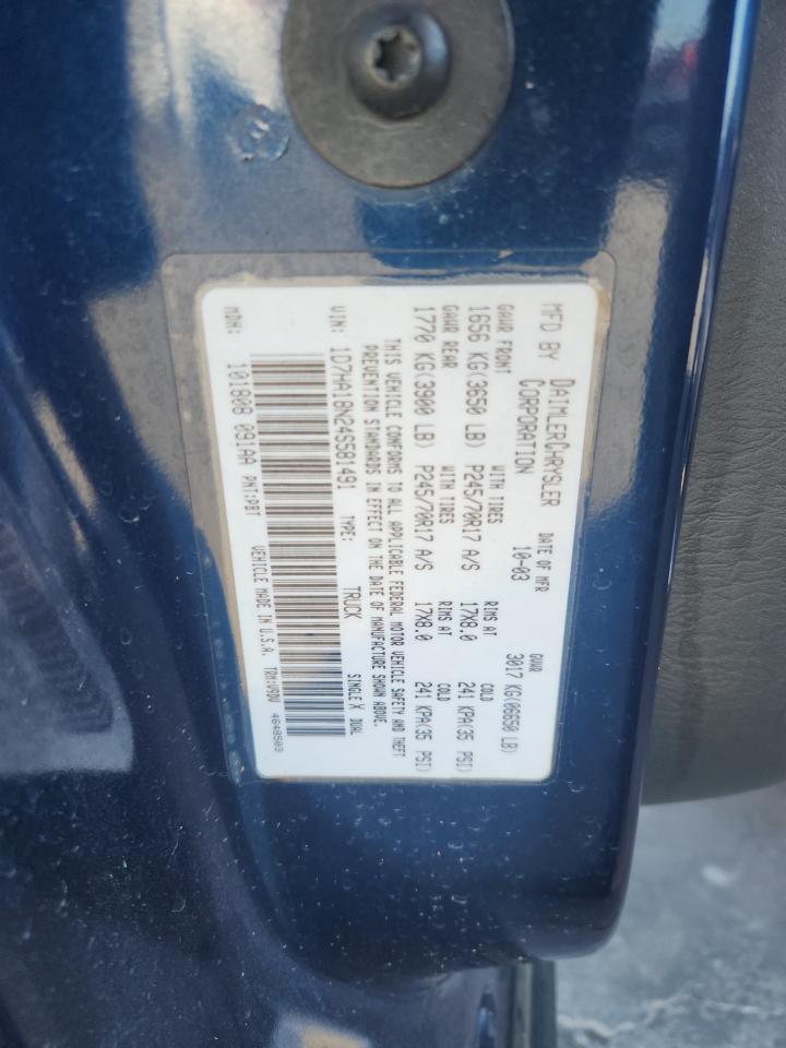 2004 Dodge Ram 1500 St Blue vin: 1D7HA18N24S581491