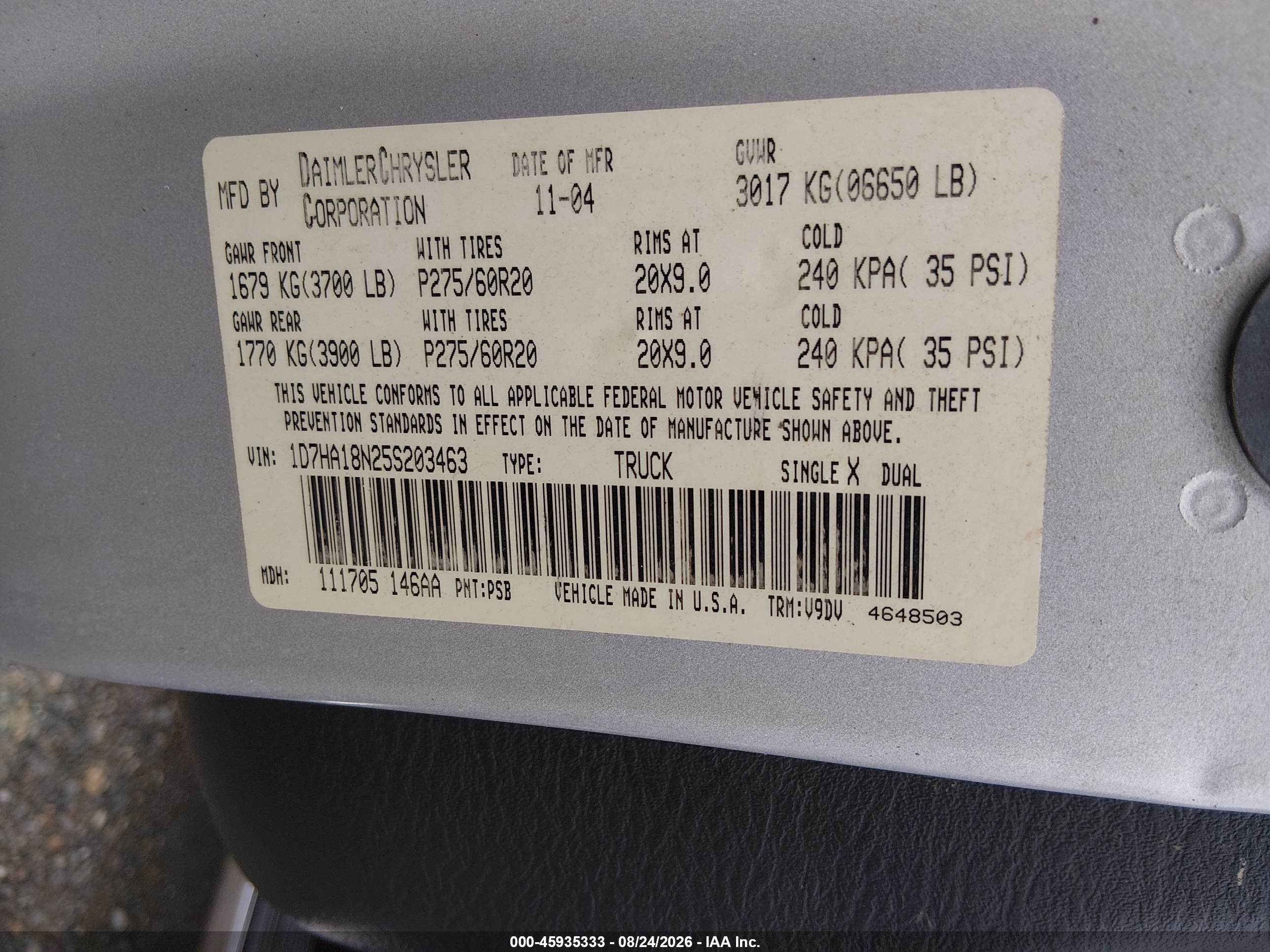 2005 Dodge Ram 1500 Slt/laramie Silver vin: 1D7HA18N25S203463