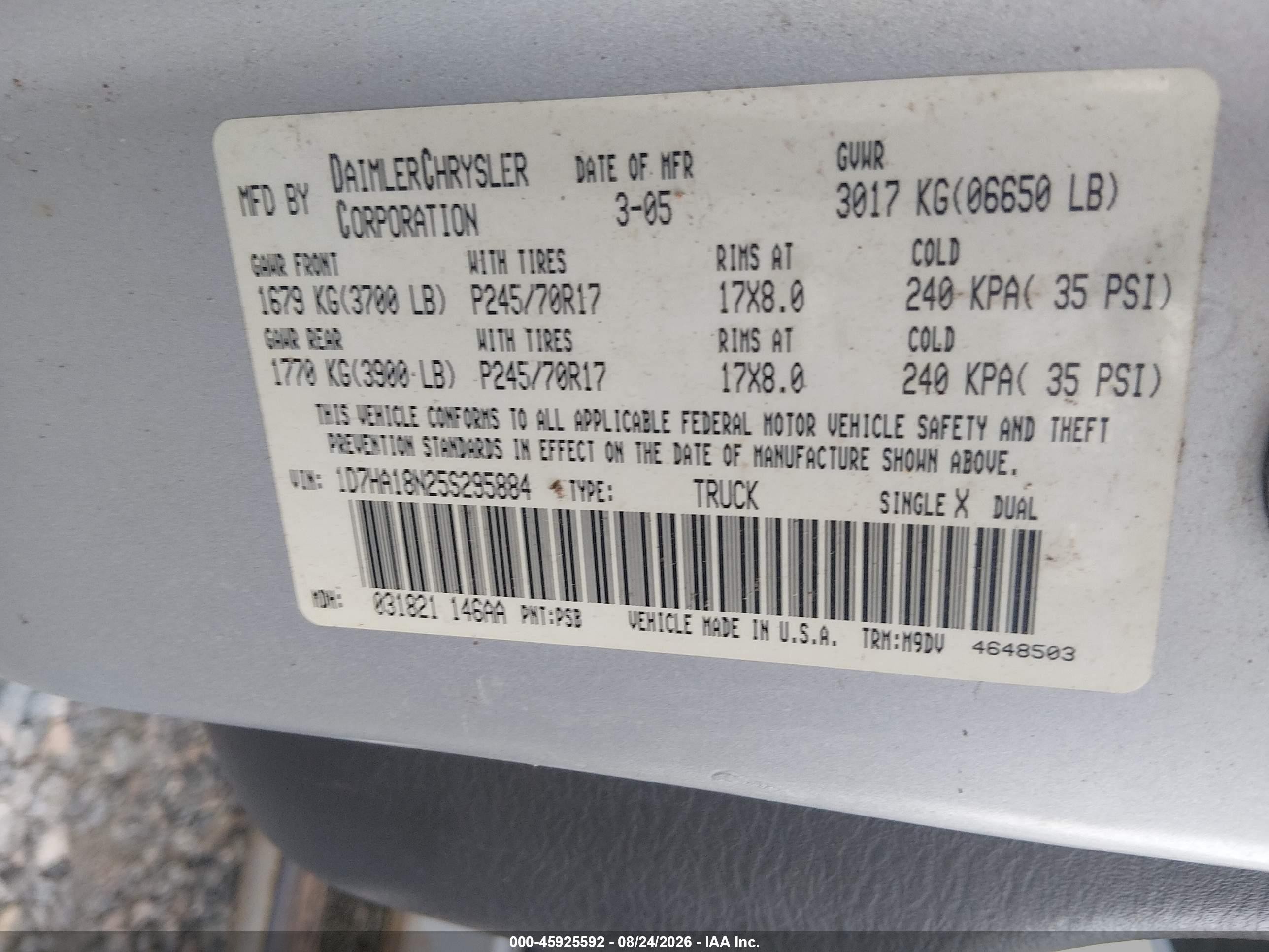 2005 Dodge Ram 1500 Slt/laramie Silver vin: 1D7HA18N25S295884