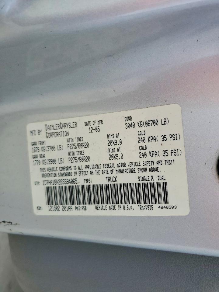 2006 Dodge Ram 1500 St Silver vin: 1D7HA18N26S594065