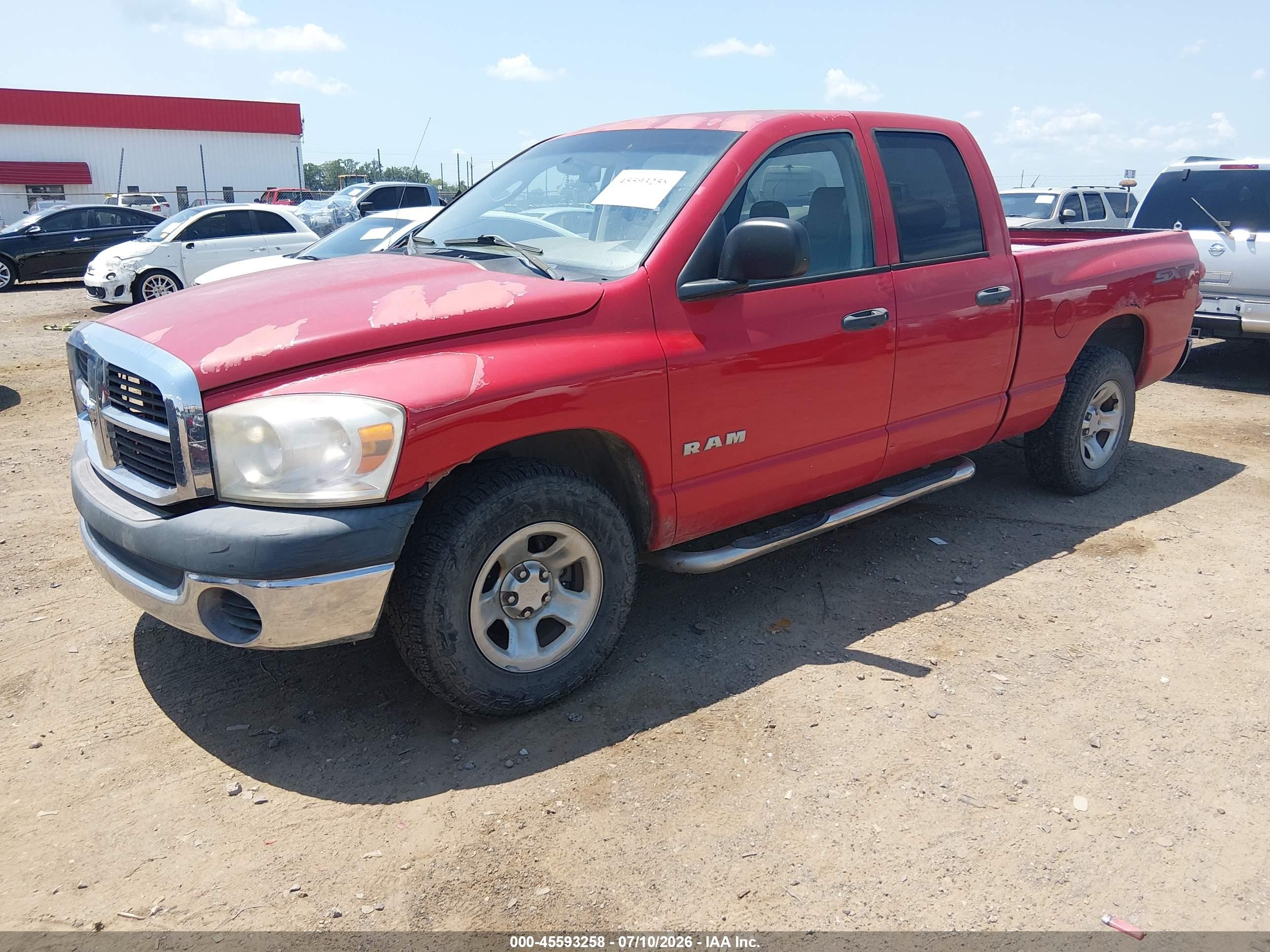 2008 Dodge Ram 1500 St/sxt Red vin: 1D7HA18N28S613605