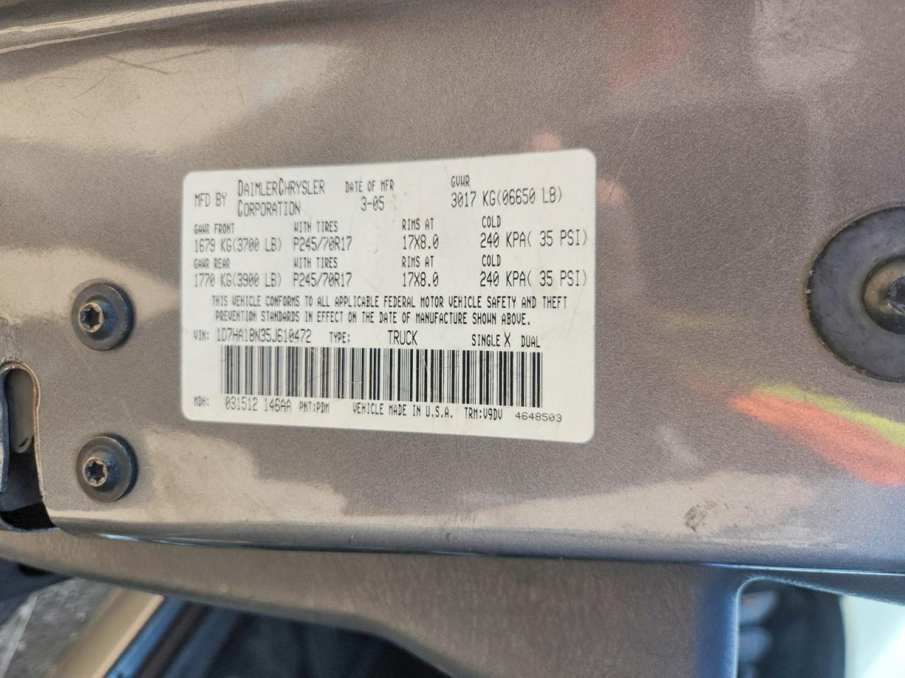 2005 Dodge Ram 1500 St Серый vin: 1D7HA18N35J610472