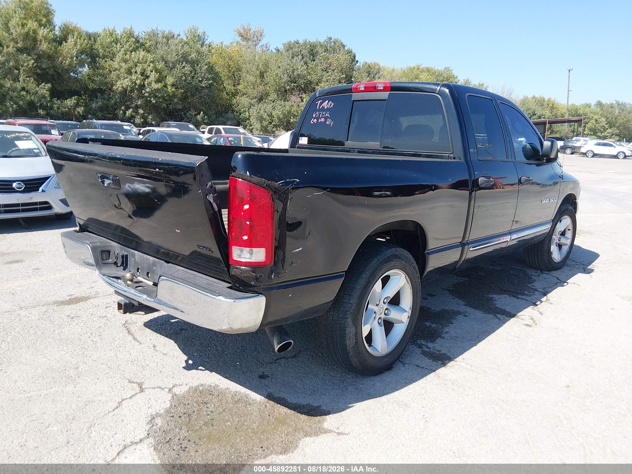 2005 Dodge Ram 1500 Slt/laramie Black vin: 1D7HA18N35J637512