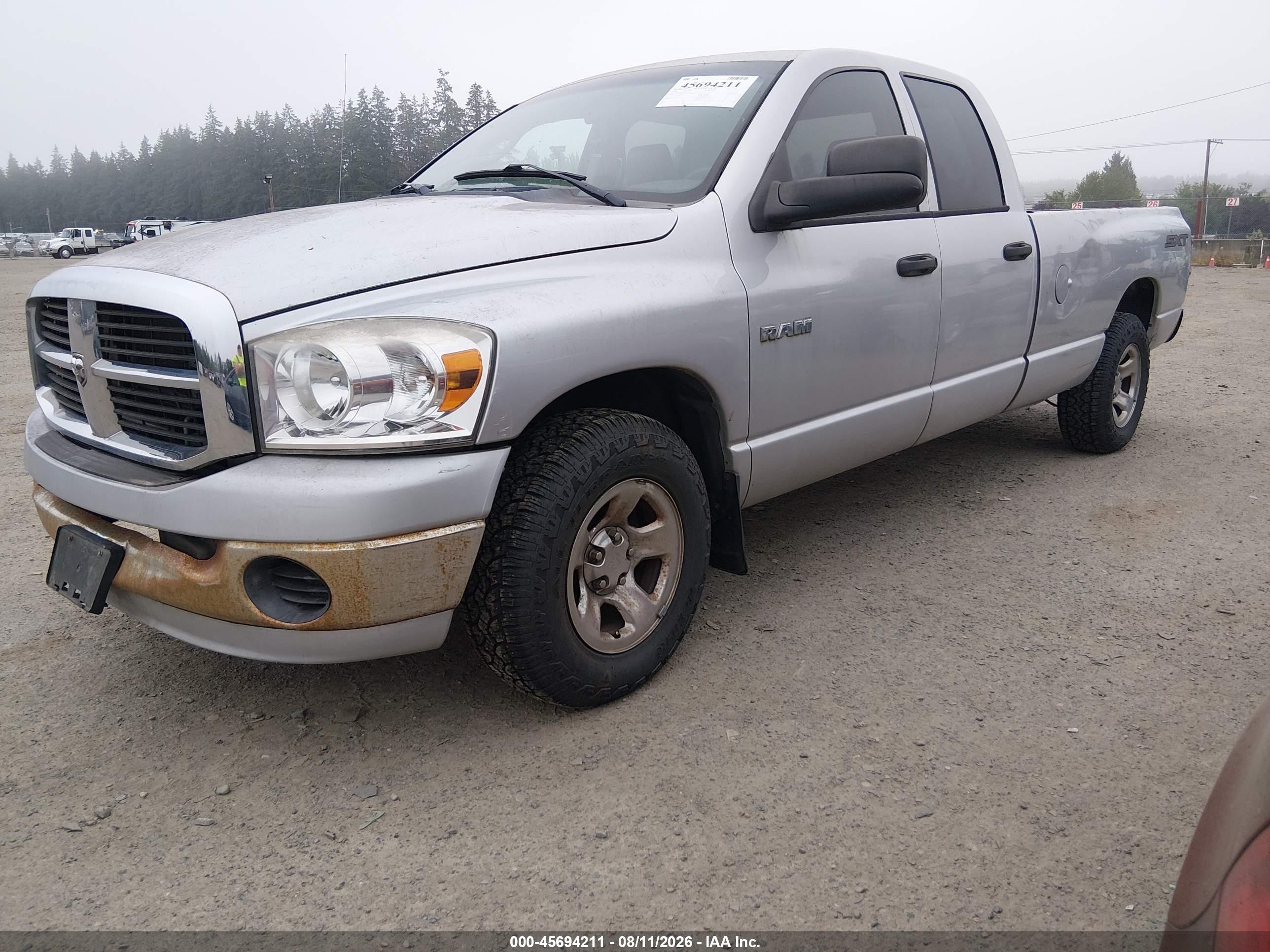2008 Dodge Ram 1500 St/sxt Silver vin: 1D7HA18N38J117136