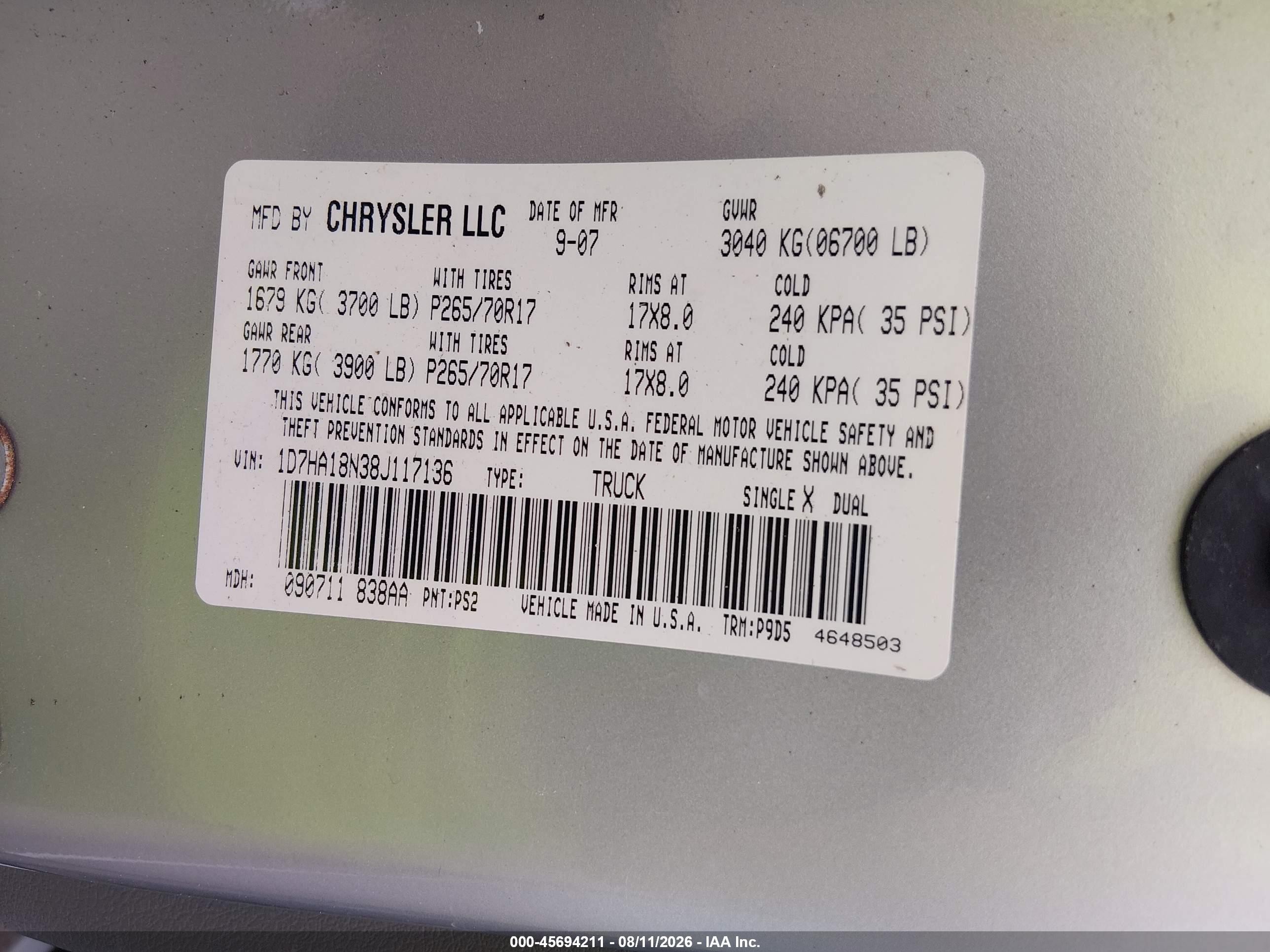 2008 Dodge Ram 1500 St/sxt Silver vin: 1D7HA18N38J117136
