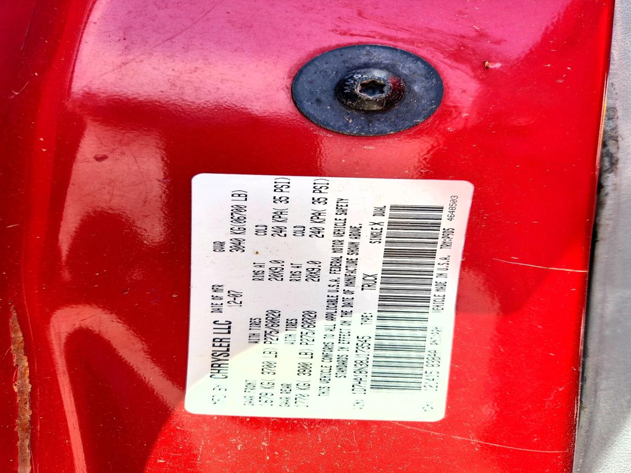 2008 Dodge Ram 1500 St Red vin: 1D7HA18N38J173545