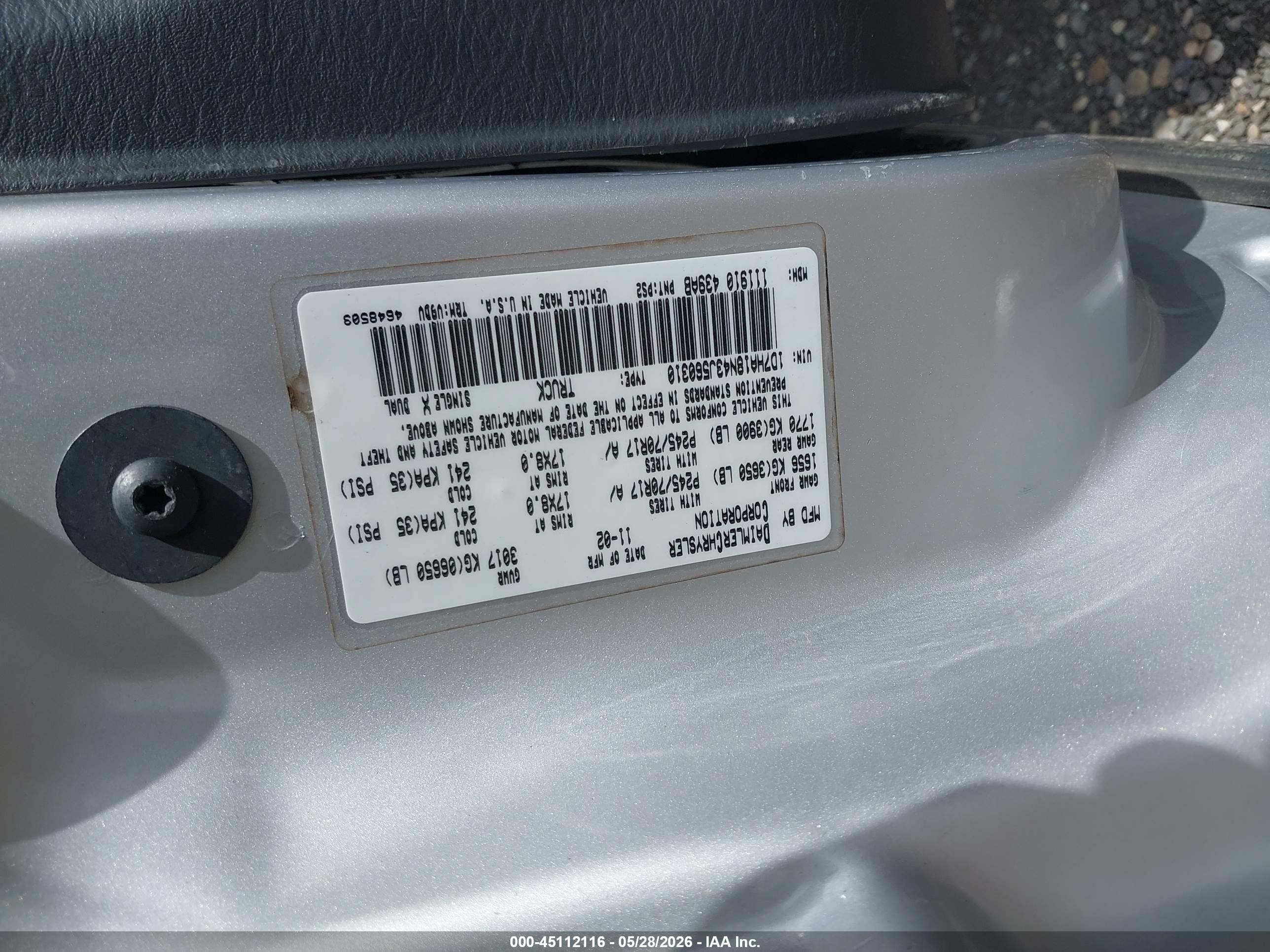 2003 Dodge Ram 1500 Slt/laramie/st Silver vin: 1D7HA18N43J560310