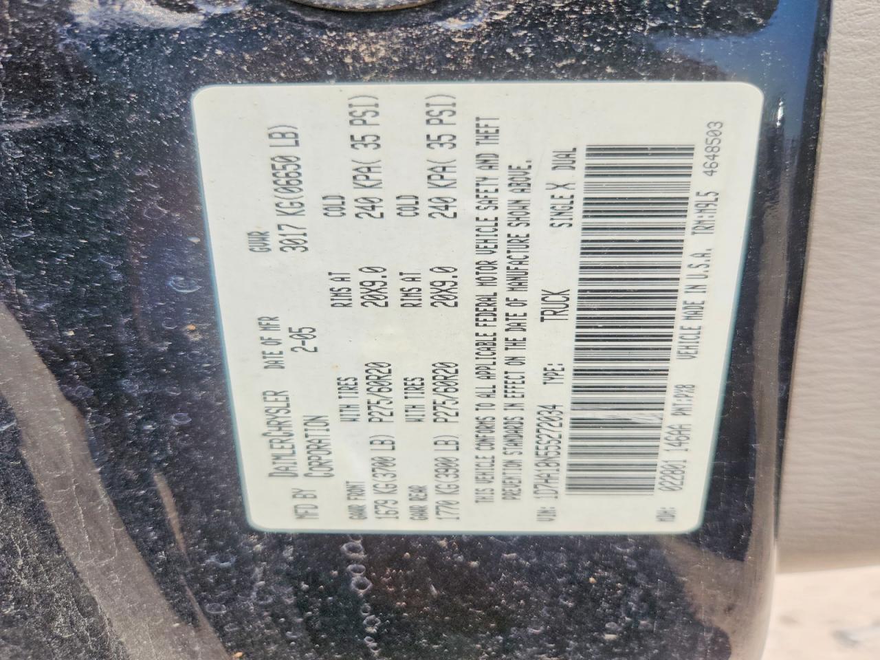 2005 Dodge Ram 1500 St Black vin: 1D7HA18N55S272034
