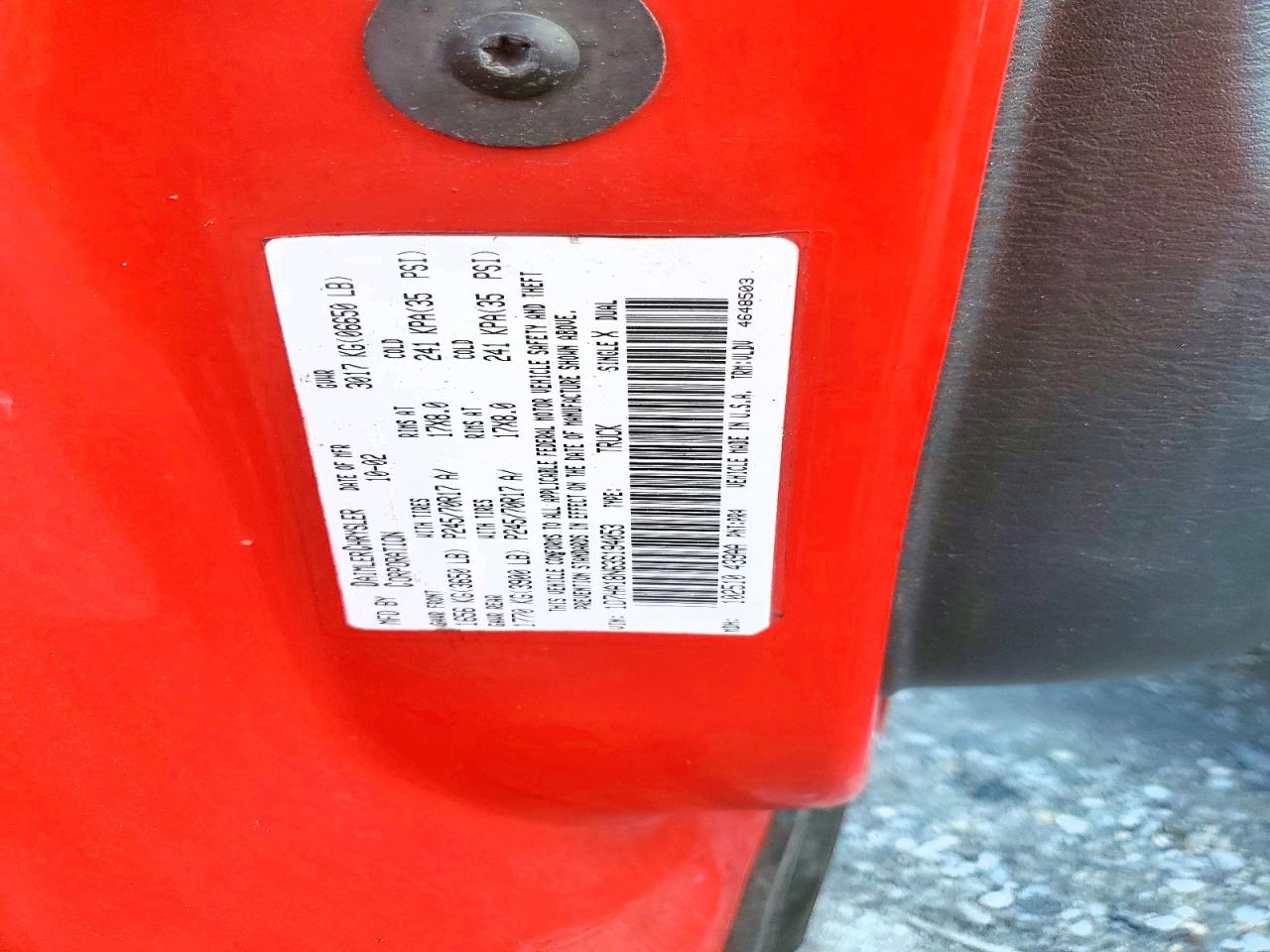 2003 Dodge Ram 1500 St Red vin: 1D7HA18N63S194053