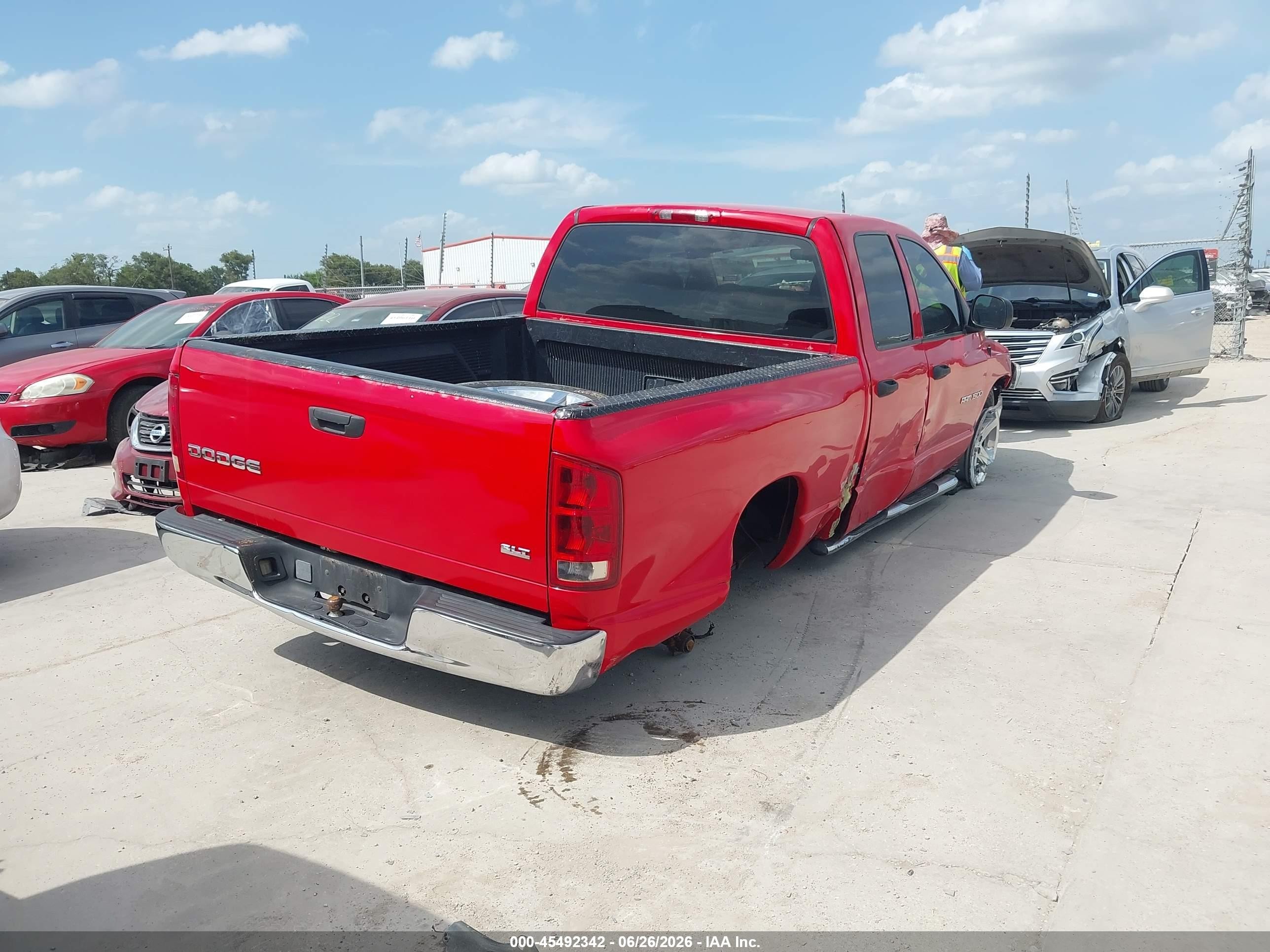 2004 Dodge Ram 1500 Slt/laramie Red vin: 1D7HA18N74S638896