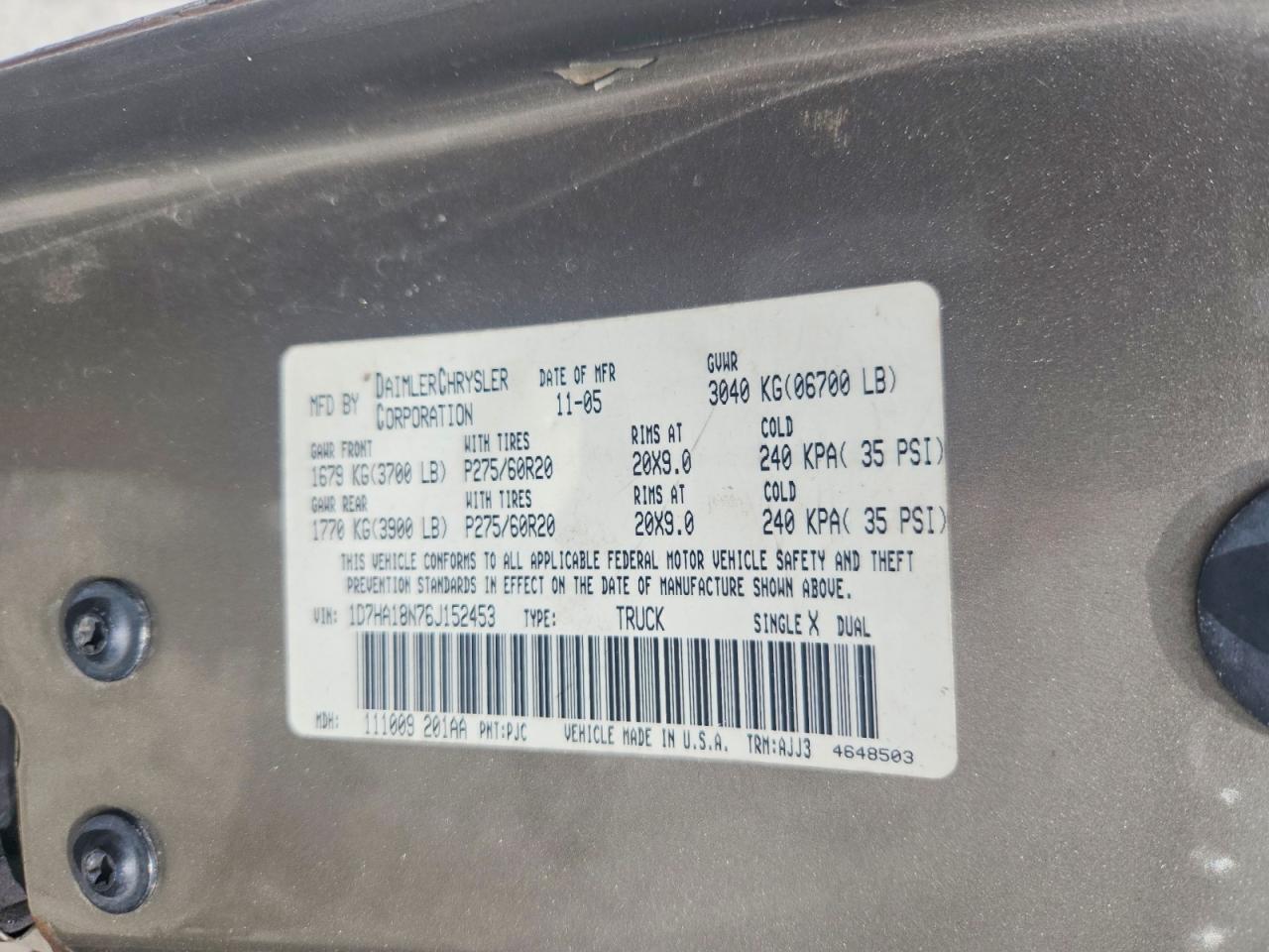 2006 Dodge Ram 1500 St Золотой vin: 1D7HA18N76J152453