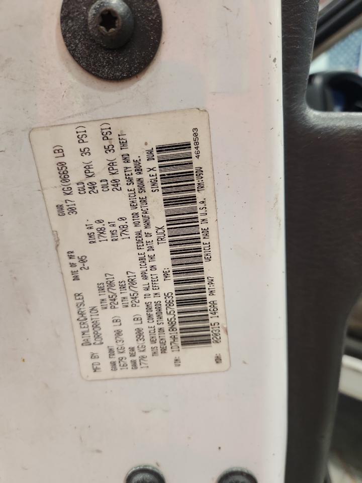 2005 Dodge Ram 1500 St White vin: 1D7HA18N85J578635