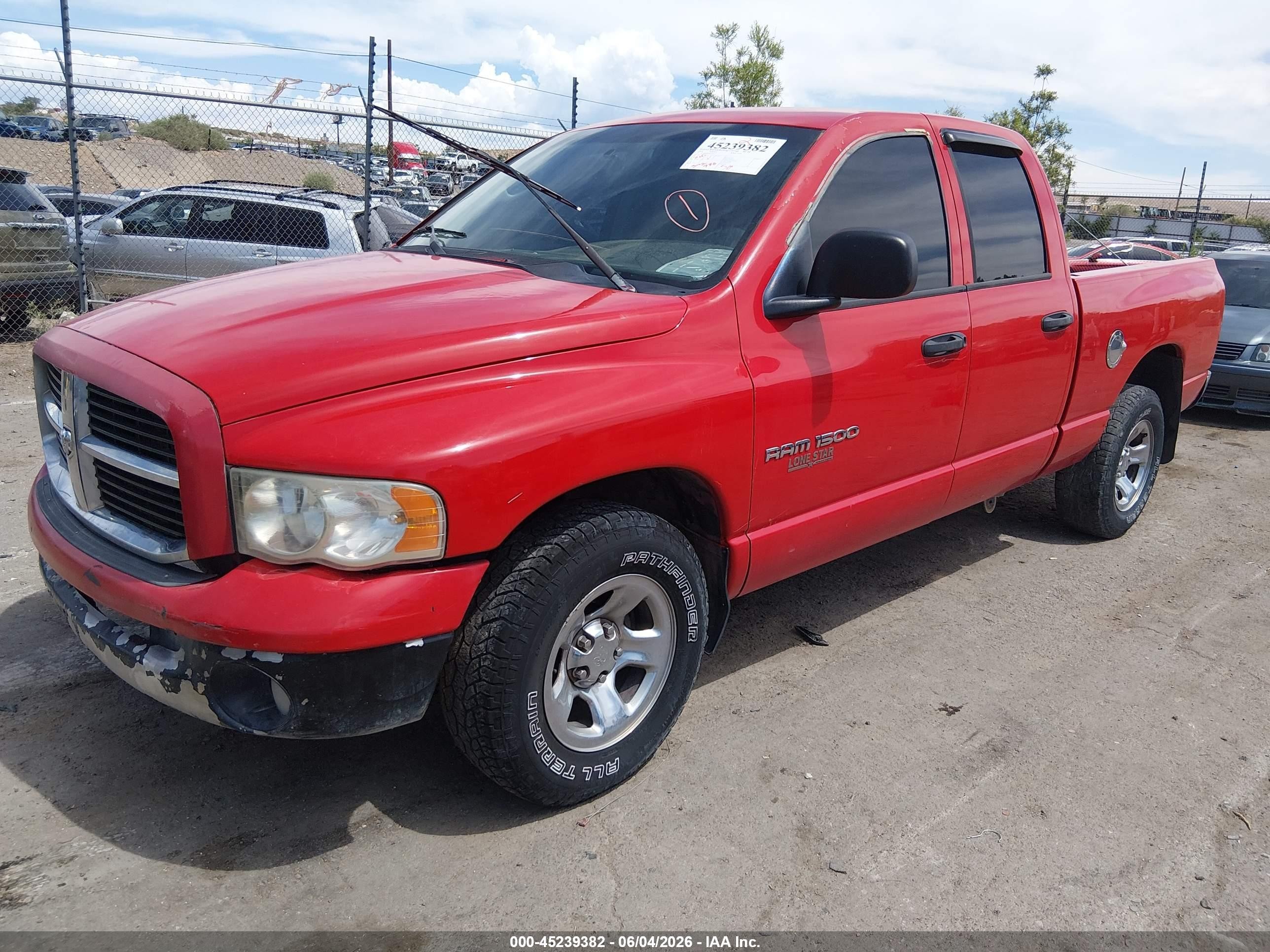 2004 Dodge Ram 1500 Slt/laramie Red vin: 1D7HA18N94J109472