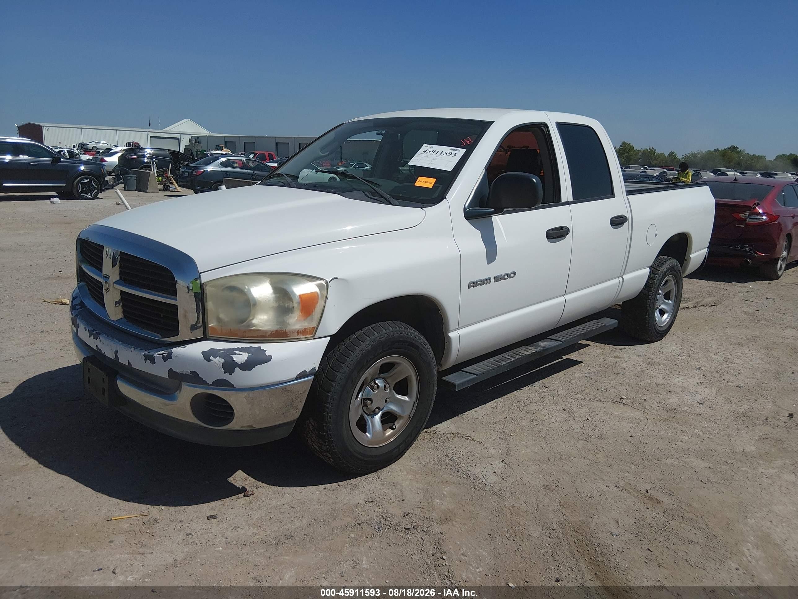 2006 Dodge Ram 1500 Slt White vin: 1D7HA18N96J247399