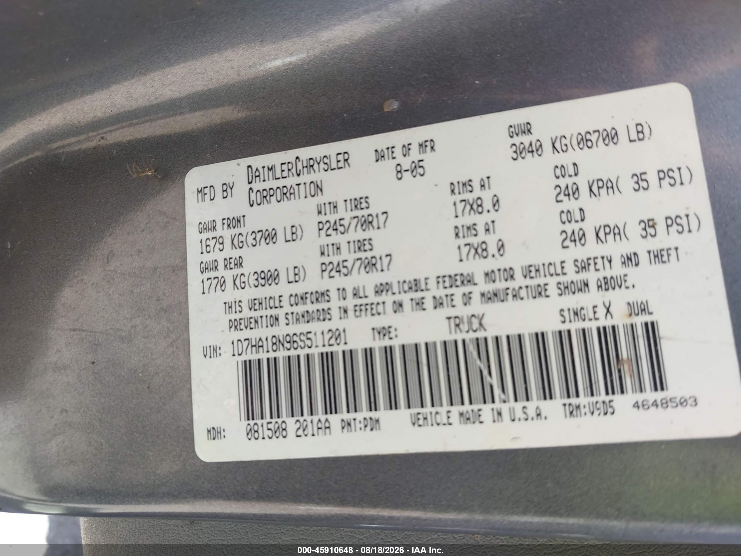2006 Dodge Ram 1500 Slt Gray vin: 1D7HA18N96S511201