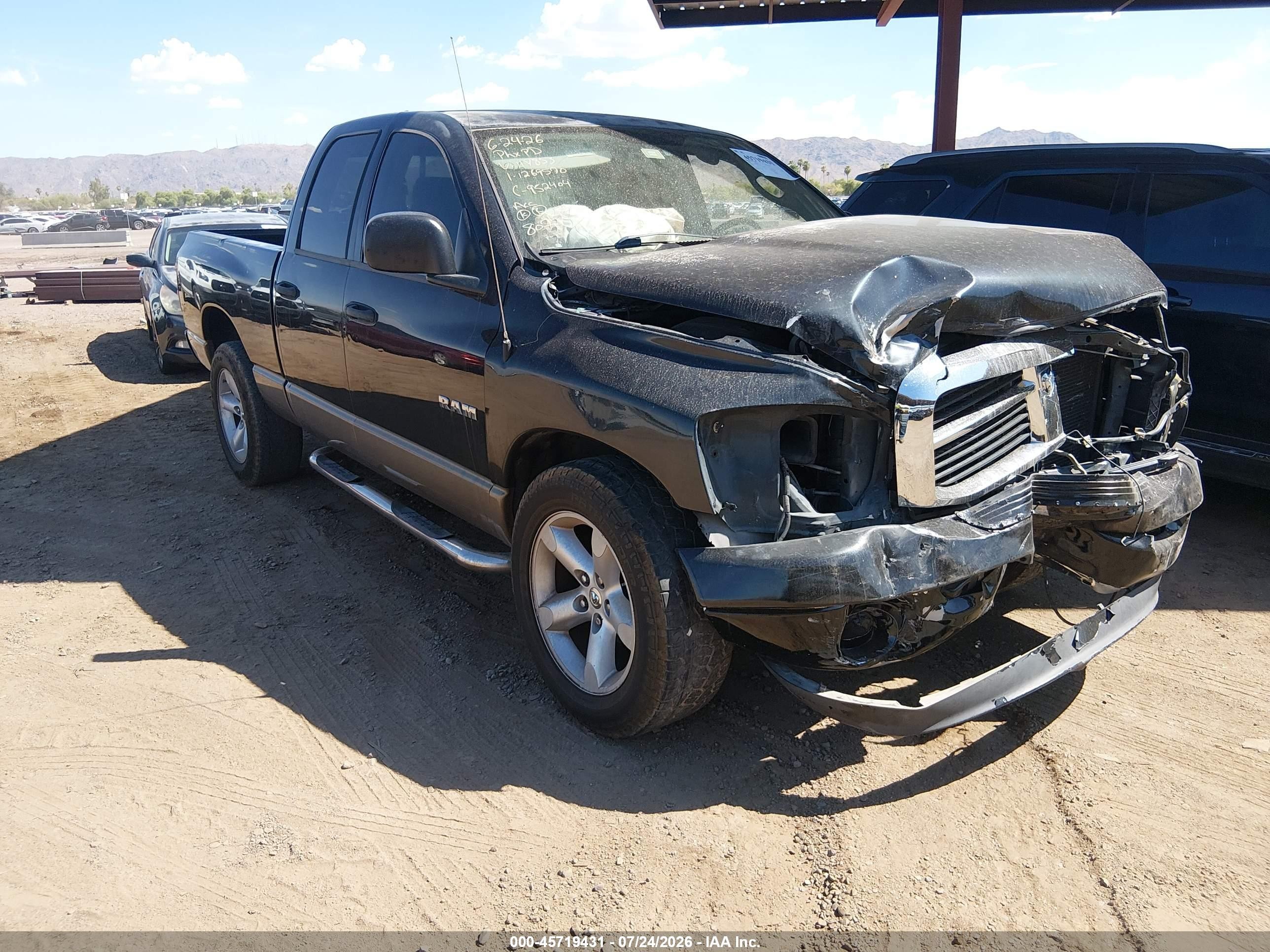 2008 Dodge Ram 1500 Slt Black vin: 1D7HA18N98J117853