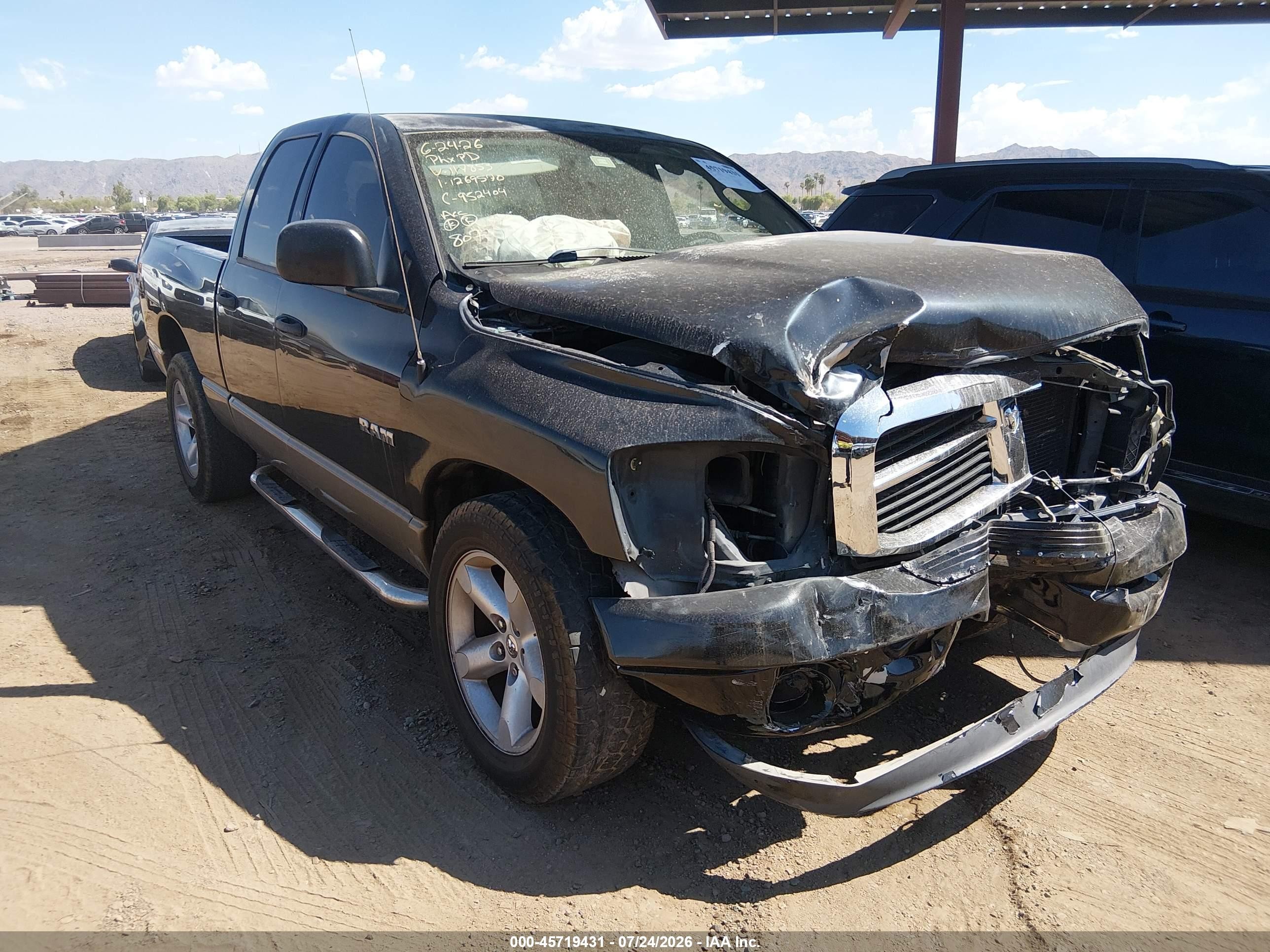 2008 Dodge Ram 1500 Slt Black vin: 1D7HA18N98J117853