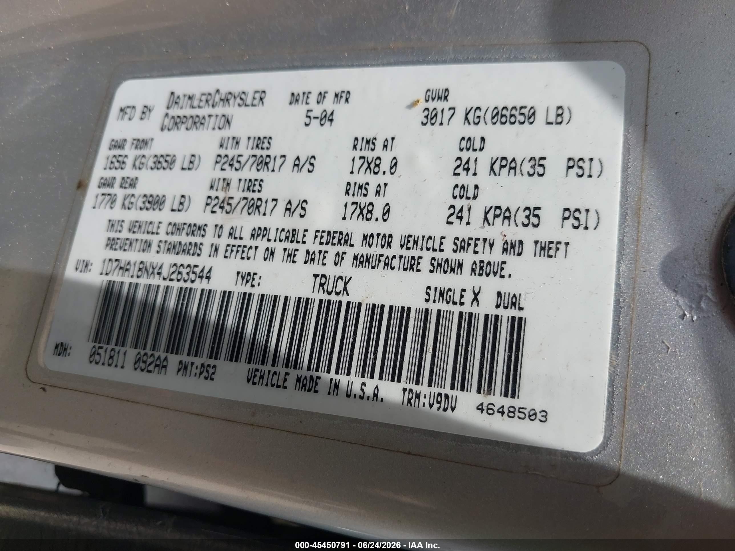 2004 Dodge Ram 1500 Slt/laramie Silver vin: 1D7HA18NX4J263544