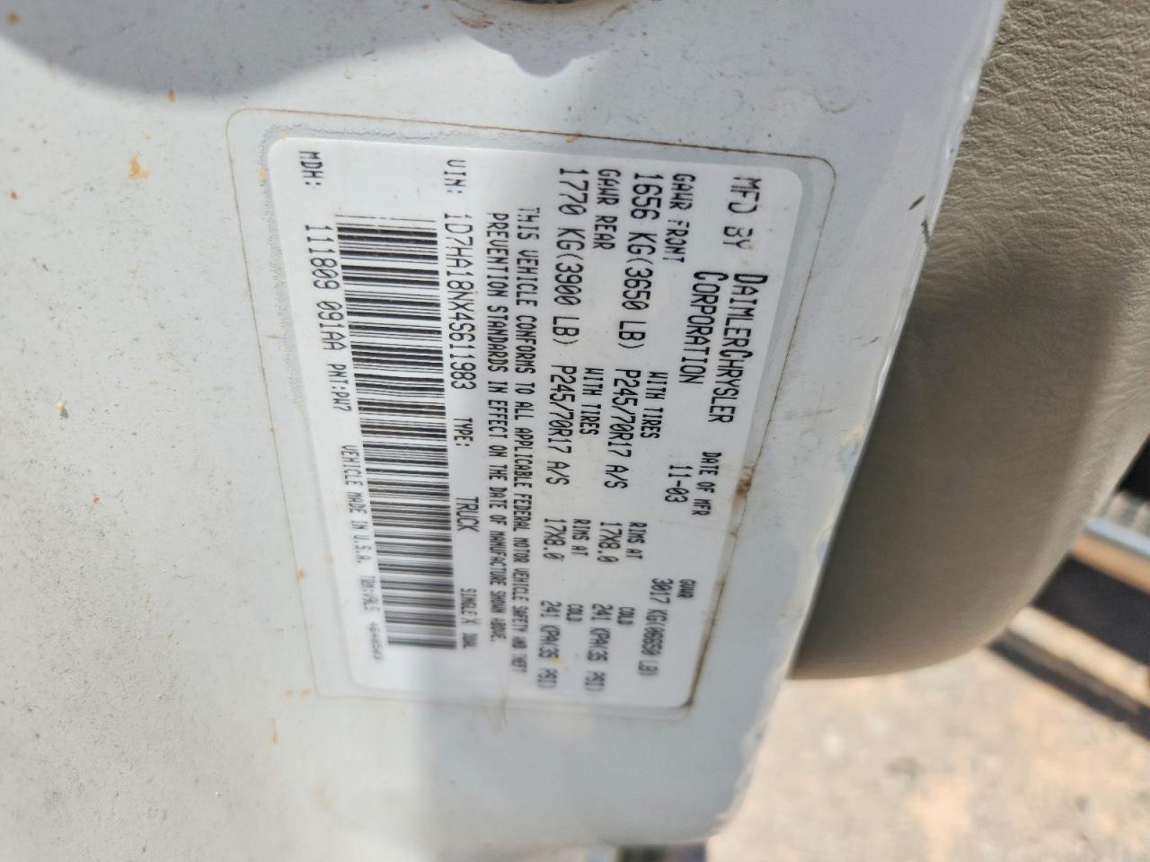 2004 Dodge Ram 1500 St White vin: 1D7HA18NX4S611983