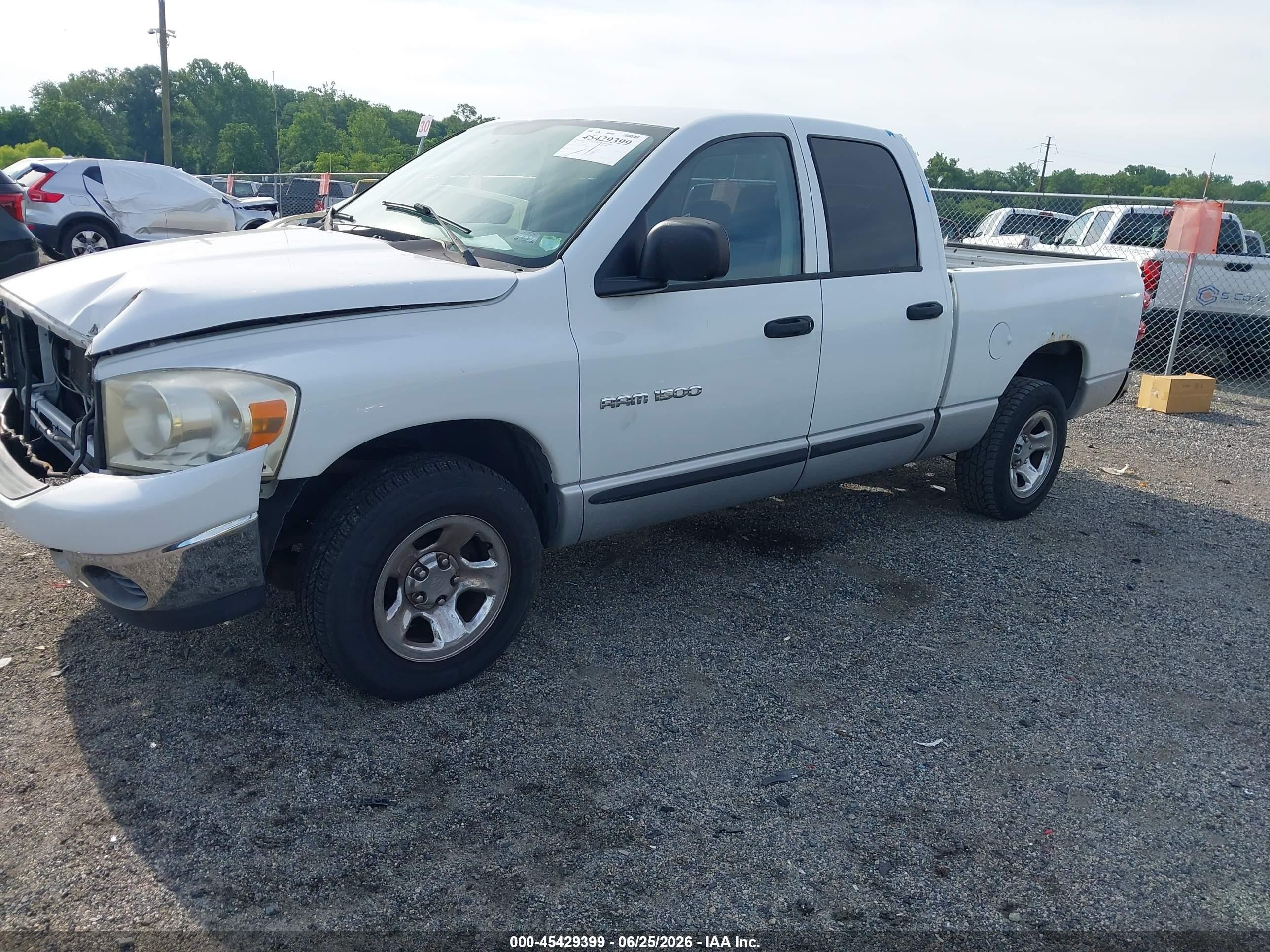 2007 Dodge Ram 1500 Slt White vin: 1D7HA18P07J597801
