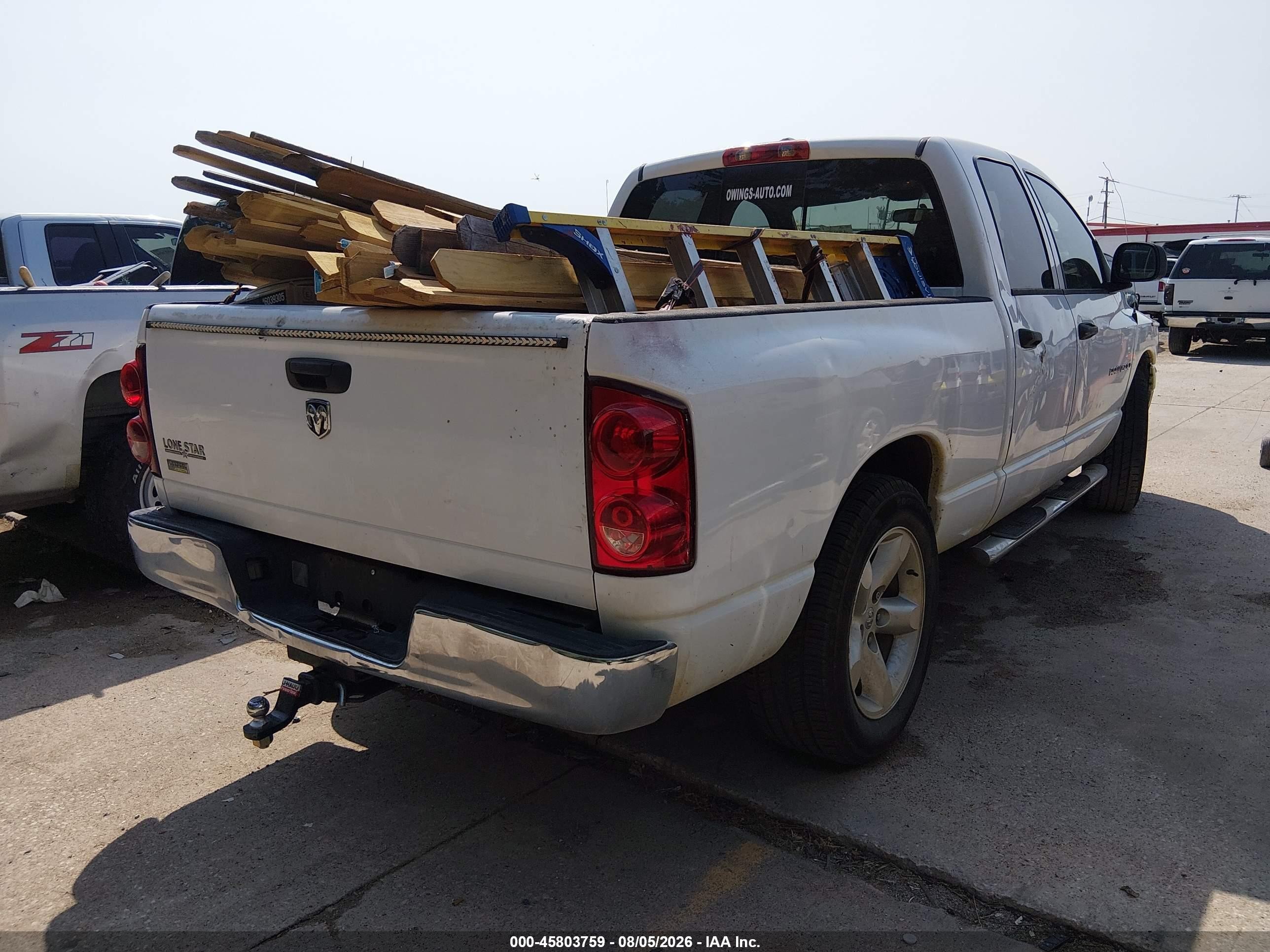 2007 Dodge Ram 1500 Slt White vin: 1D7HA18P17S272567