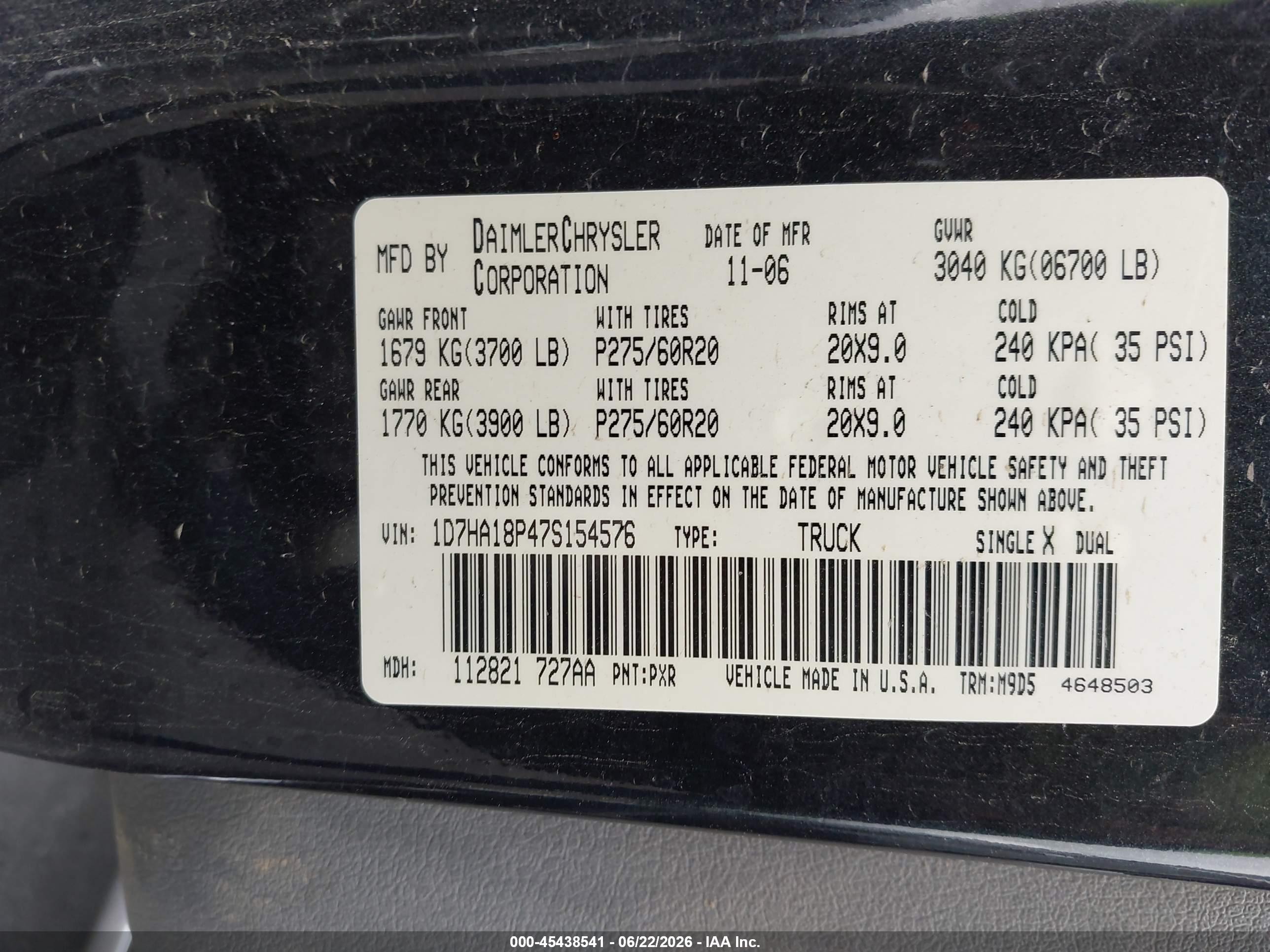 2007 Dodge Ram 1500 Slt Black vin: 1D7HA18P47S154576