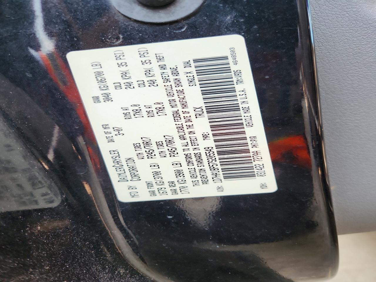 2007 Dodge Ram 1500 St Black vin: 1D7HA18P57S205549