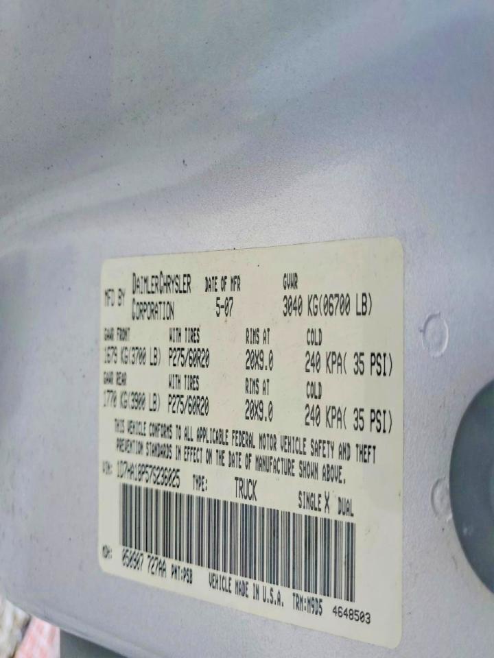 2007 Dodge Ram 1500 St Silver vin: 1D7HA18P57S236025